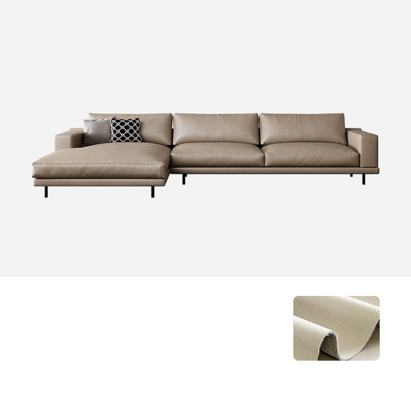 L-Shaped Sectional Sofa with Chaise Lounge in Auburn - Left-Facing Design for Living Room, Home Theater & Small Spaces