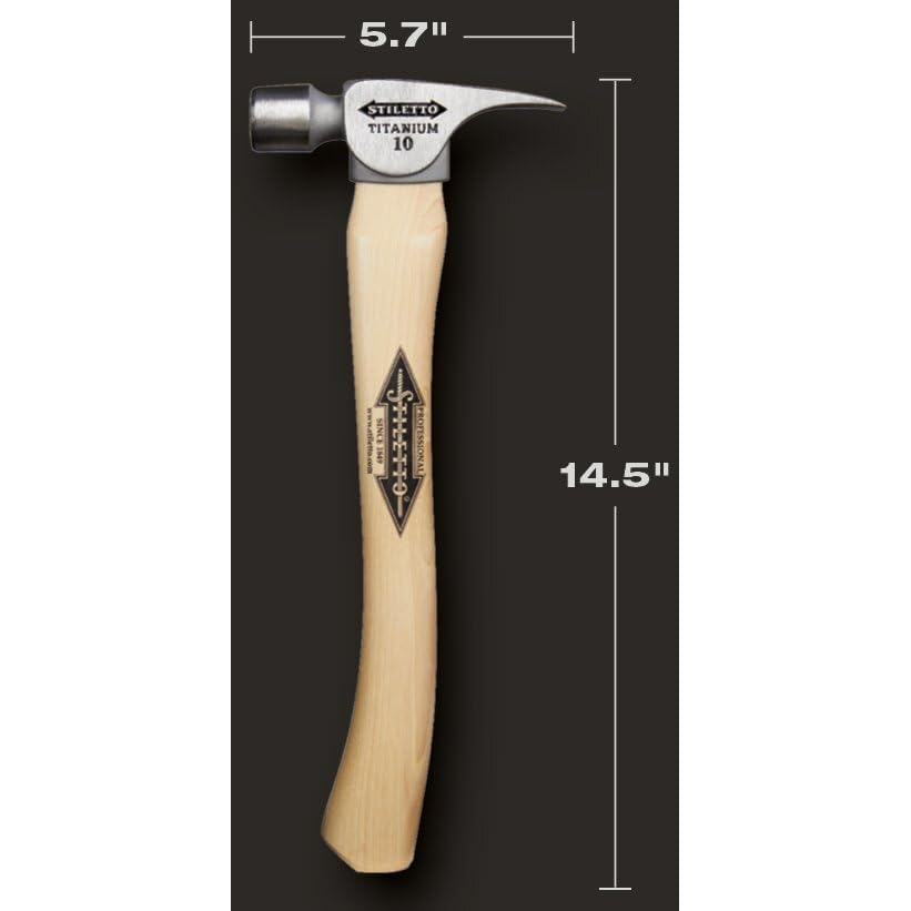 Stiletto FH10C Titanium Claw Hammer - 16oz Framing Hammer with Milled Face & Magnetic Nail Starter - Perfect for Carpentry, Construction, and DIY Home Projects