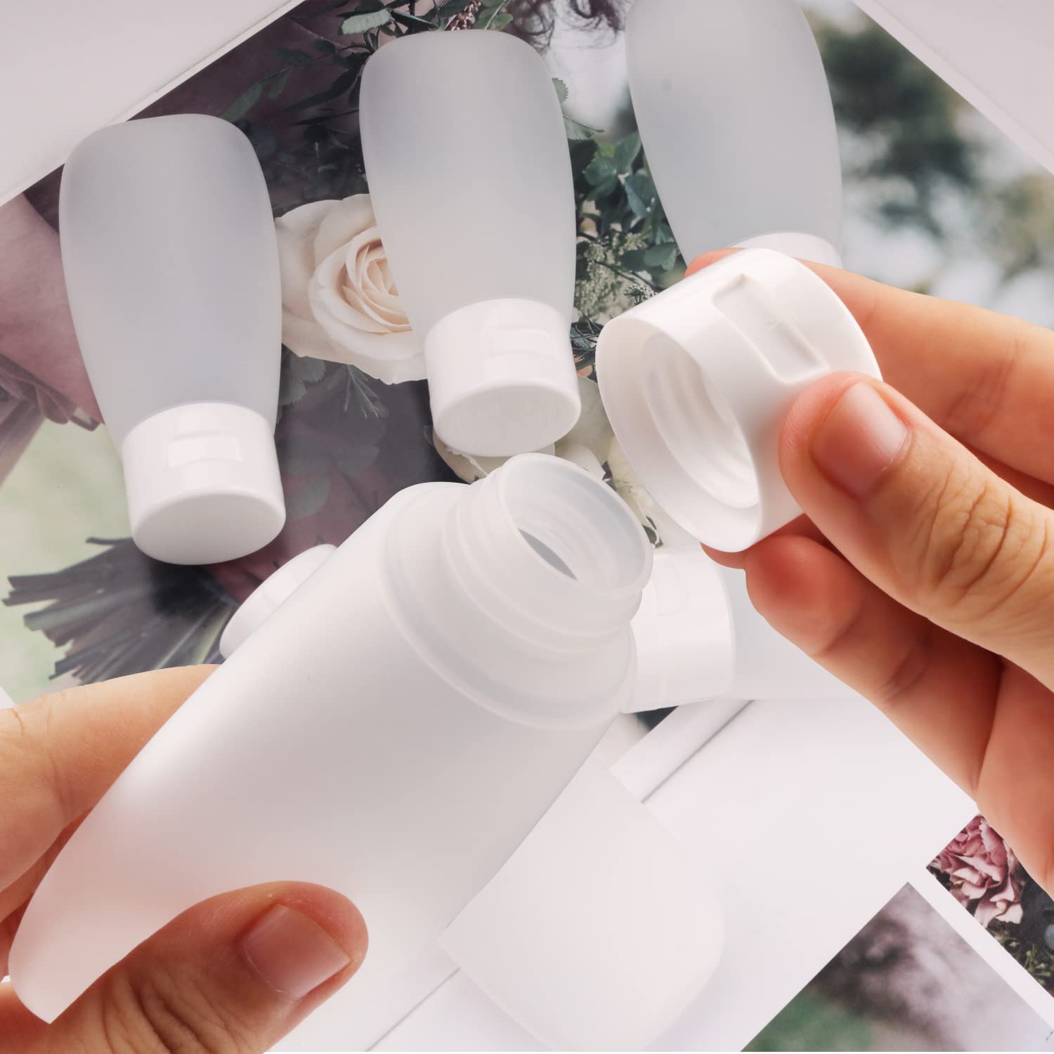 10 Pack 60ml/2oz Refillable Plastic Squeeze Tubes - Travel Bottles for Shampoo, Conditioner, Lotion & Toiletries | Translucent Frosted Soft Cosmetic Containers with Flip Top Lids | Perfect for Travel, Gym, Camping & Daily Use