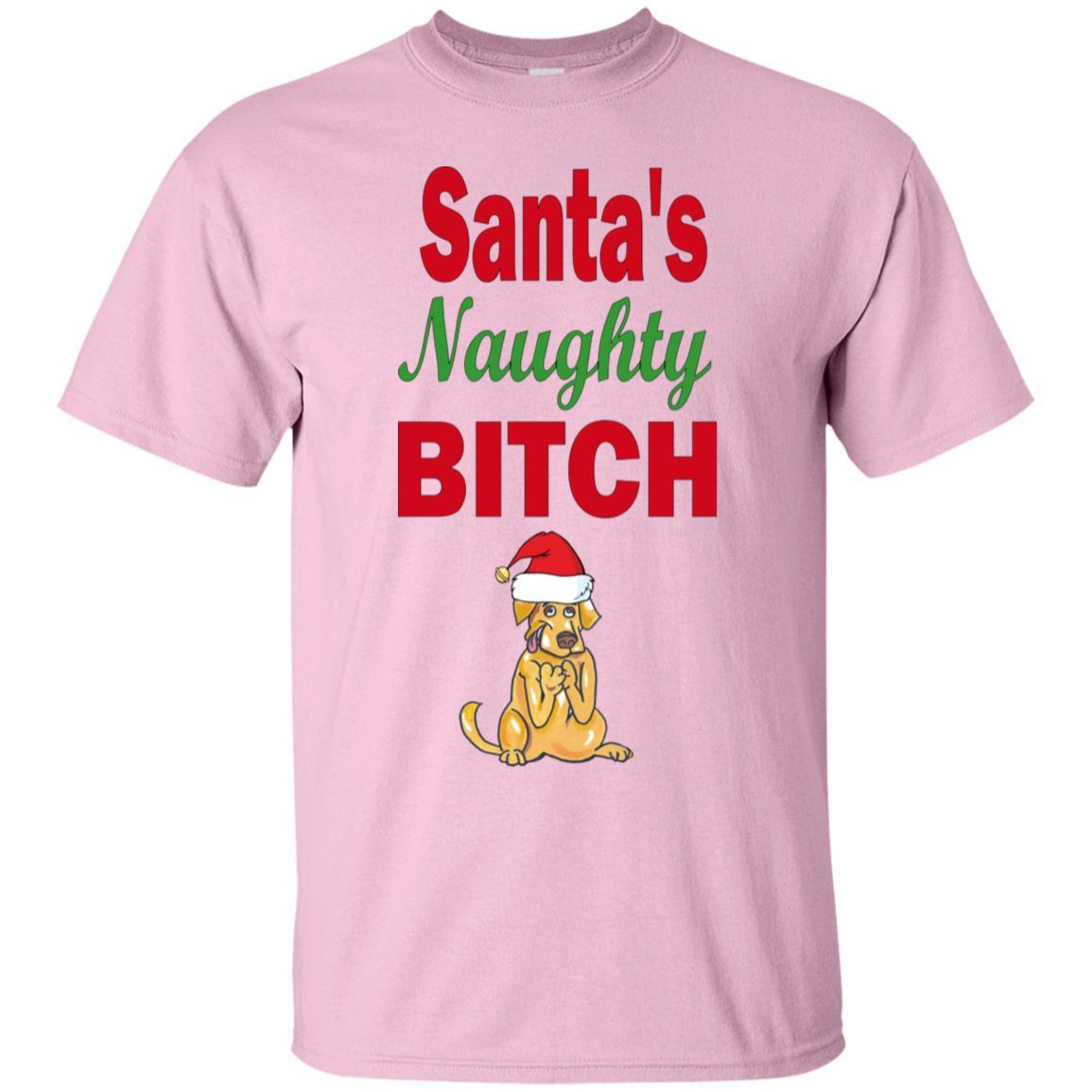 Santa's Naughty Bitch Cotton T-Shirt | Funny Christmas Party Outfit | WineyBitches.co | Perfect for Holiday Gatherings & Ugly Sweater Parties