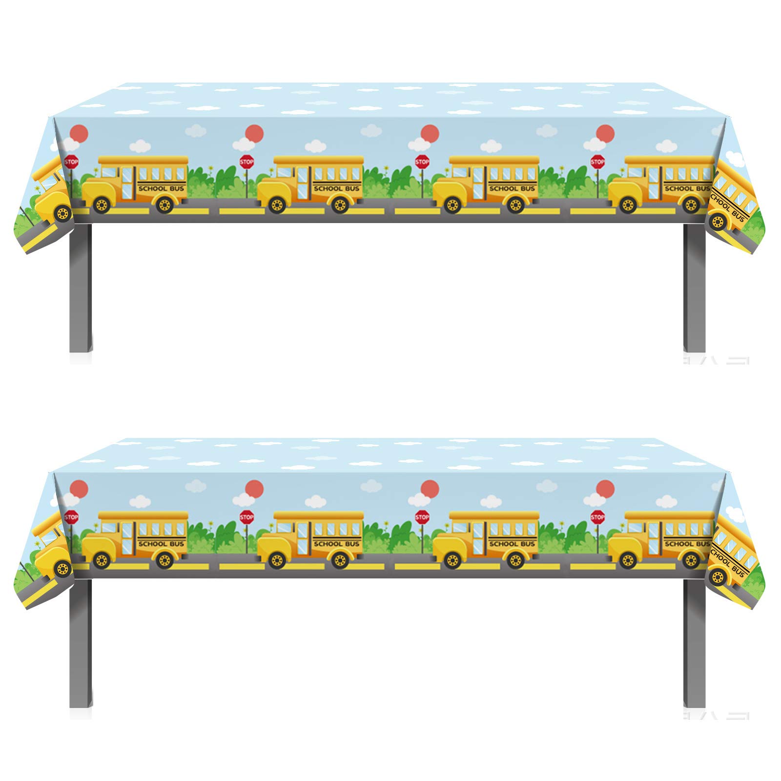 Oringaga 2-Pack Plastic Table Covers for Back to School Party Decorations – 86.61'' x 51.18'' First Day of School & 100 Days Celebration Supplies – Perfect for Classroom Decor, Cafeteria Tables, and School Event Decorations