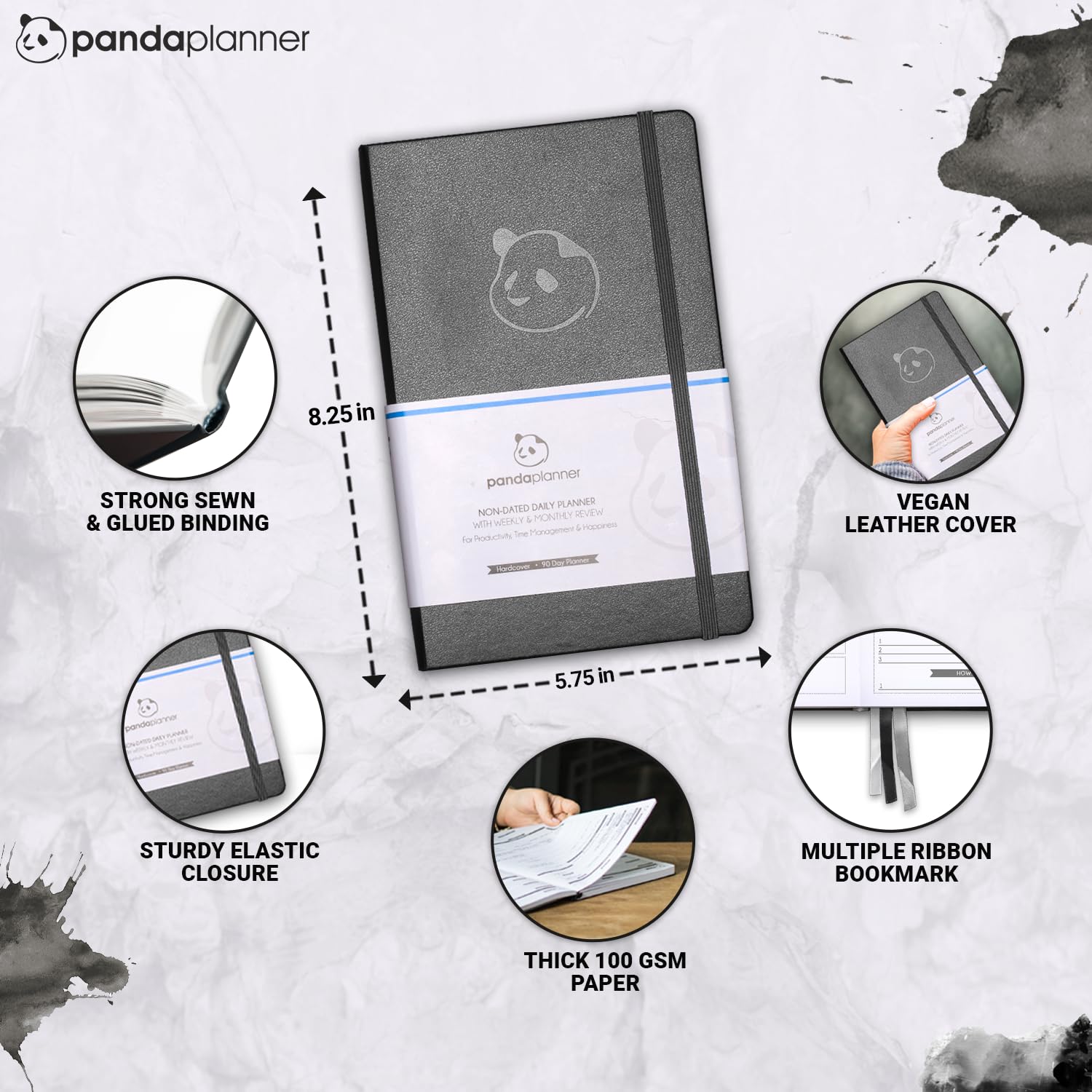 Panda Planner 2025 Undated Daily Planner with Hourly Schedule - 5.75