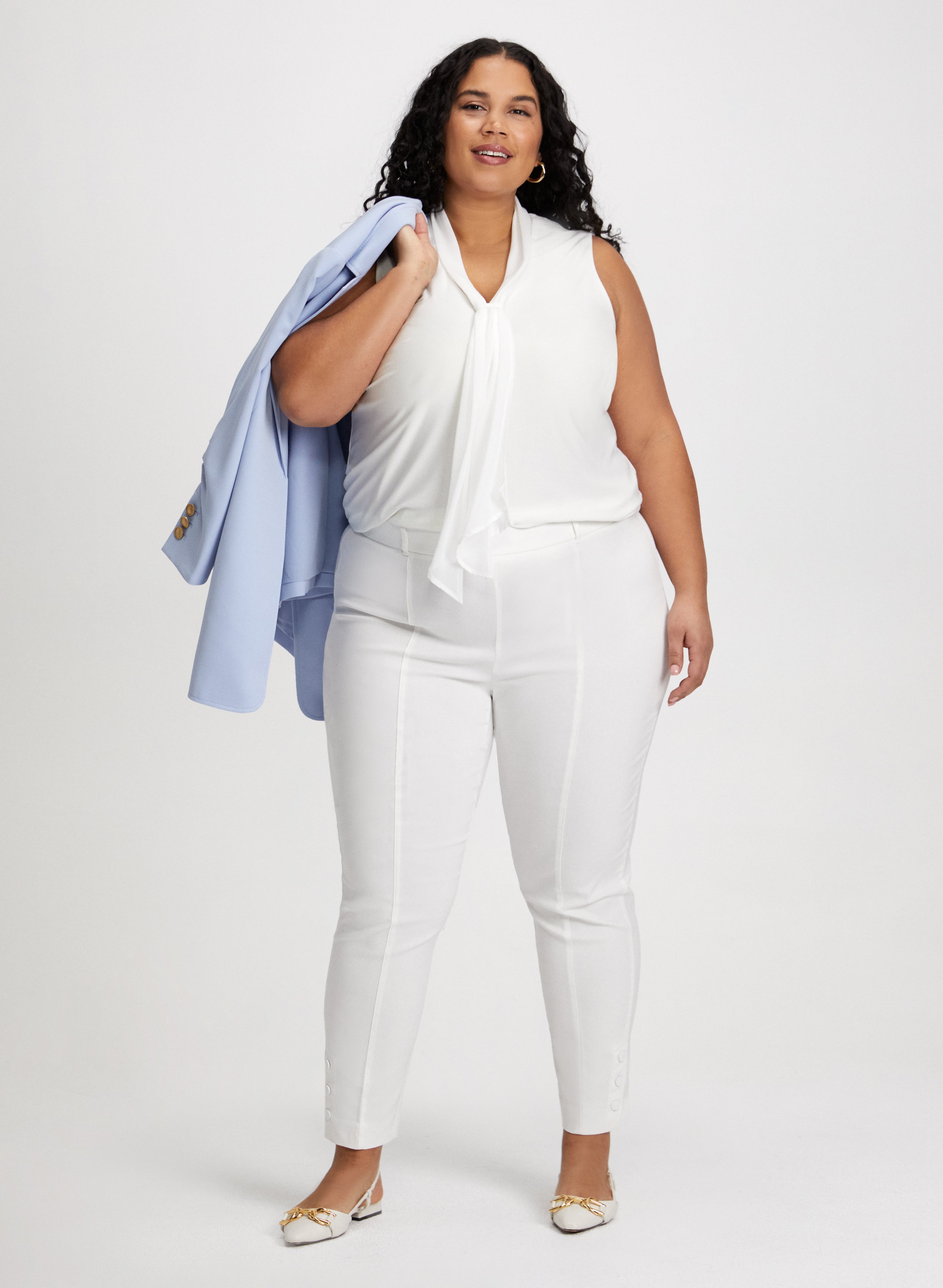 Stylish Boyfriend Blazer with Button Cuffs & Slim Fit Pull-On Ankle Pants for Women | Office Wear, Business Casual Outfits, Work Attire