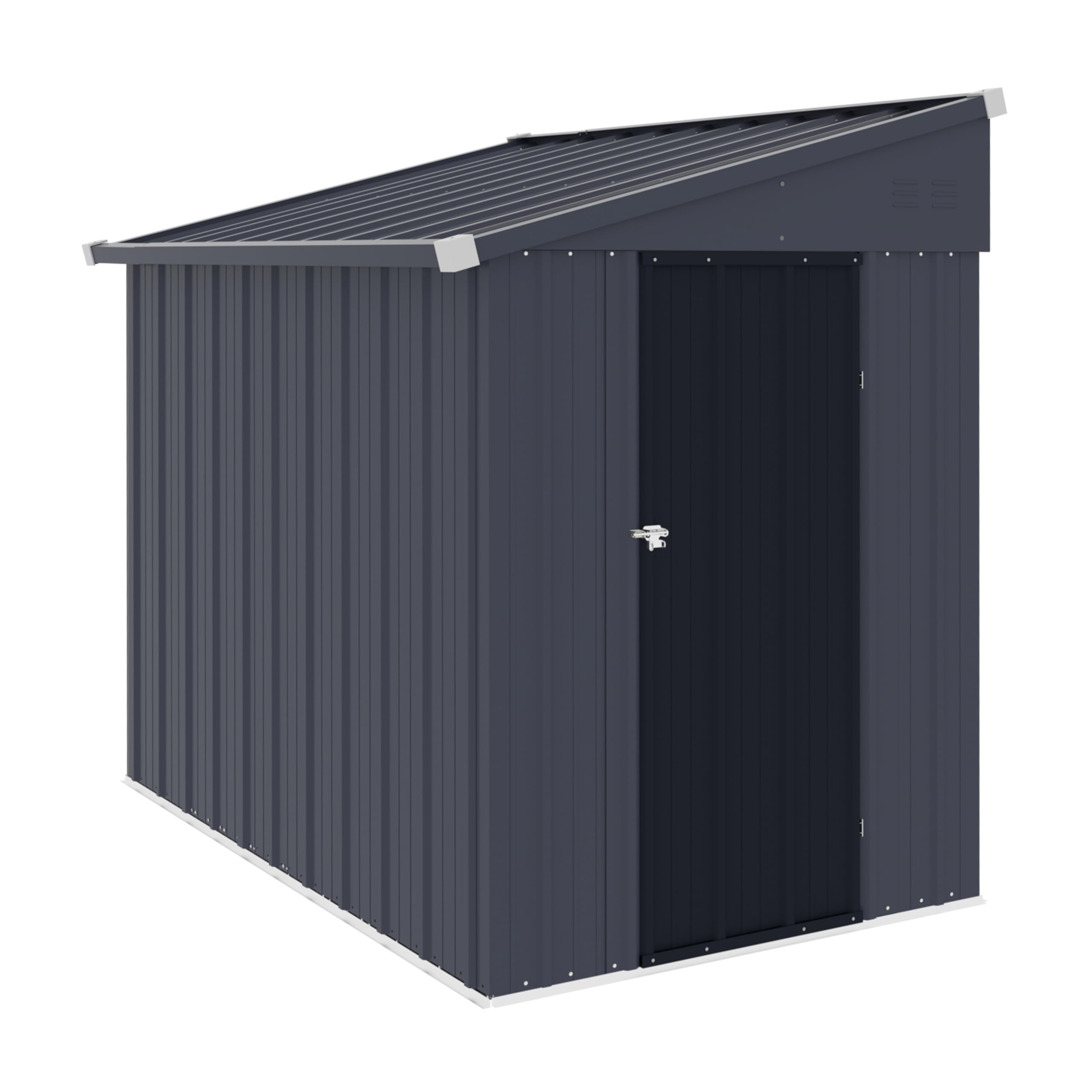 VEIKOU 4x6FT Heavy-Duty Metal Storage Shed - Galvanized Steel Outdoor Shed with Lockable Door & Ventilation - Weatherproof Garden Shed for Backyard, Patio & Lawn Equipment Storage (Gray & Black)
