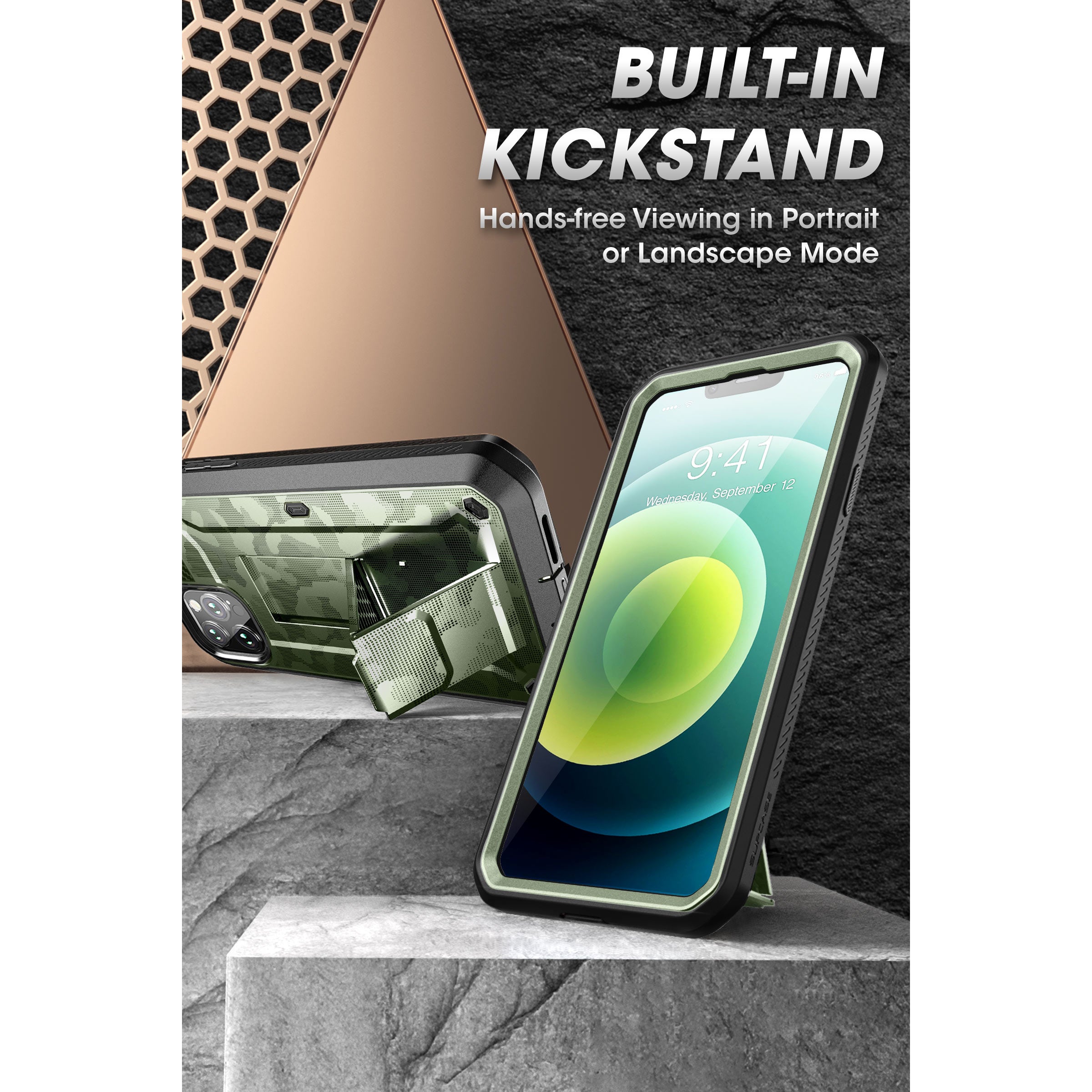iPhone 13 Pro Max Case 6.7 Inch | Unicorn Beetle Pro Rugged Protective Cover with Green Camo Design | Shockproof, Military-Grade Protection | Perfect for Outdoor Adventures, Construction Work & Extreme Sports