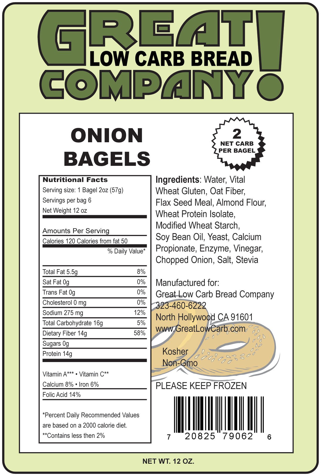 Low Carb Onion Bagels - Keto Friendly, Gluten Free, High Protein - 3 Pack (9 Bagels) - Perfect for Breakfast, Sandwiches & Healthy Snacks