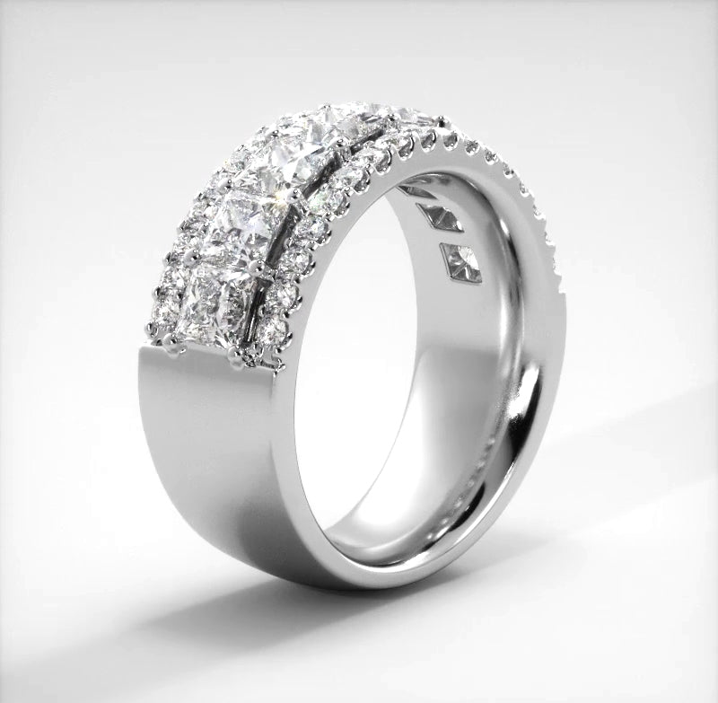 2.65 Carat Princess & Round Cut Diamond Wedding Band Ring for Women - Elegant Bridal Jewelry for Engagement, Anniversary & Special Occasions
