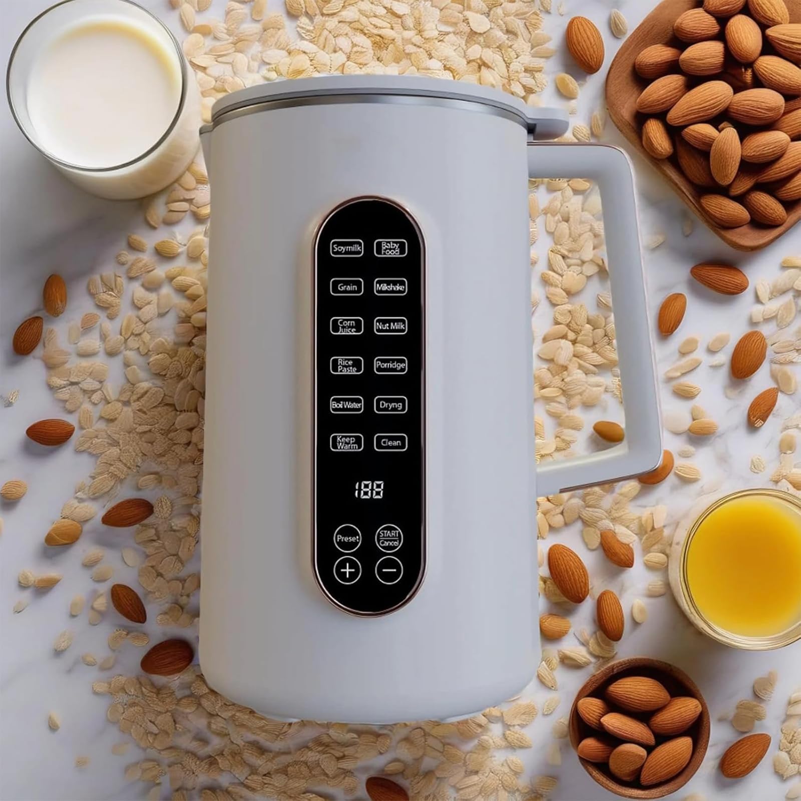 2025 New Mylk Nut Milk Maker Machine - 8-in-1 Automatic Almond Cashew Soy Milk Maker Blender with 33oz Capacity, No Straining, Self-Cleaning & Silent Operation - Perfect for Vegan, Paleo & Dairy-Free Lifestyles - Great for Home Kitchen, Office & Healthy Smoothie Making
