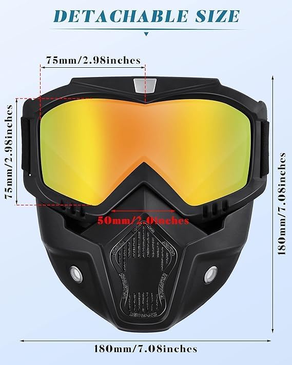 LORD LUCIFER Anti-Fog Paintball Mask & Motorcycle Goggles with Removable Face Shield - Adjustable Motocross Eyewear for Paintball, Airsoft & Off-Road Riding