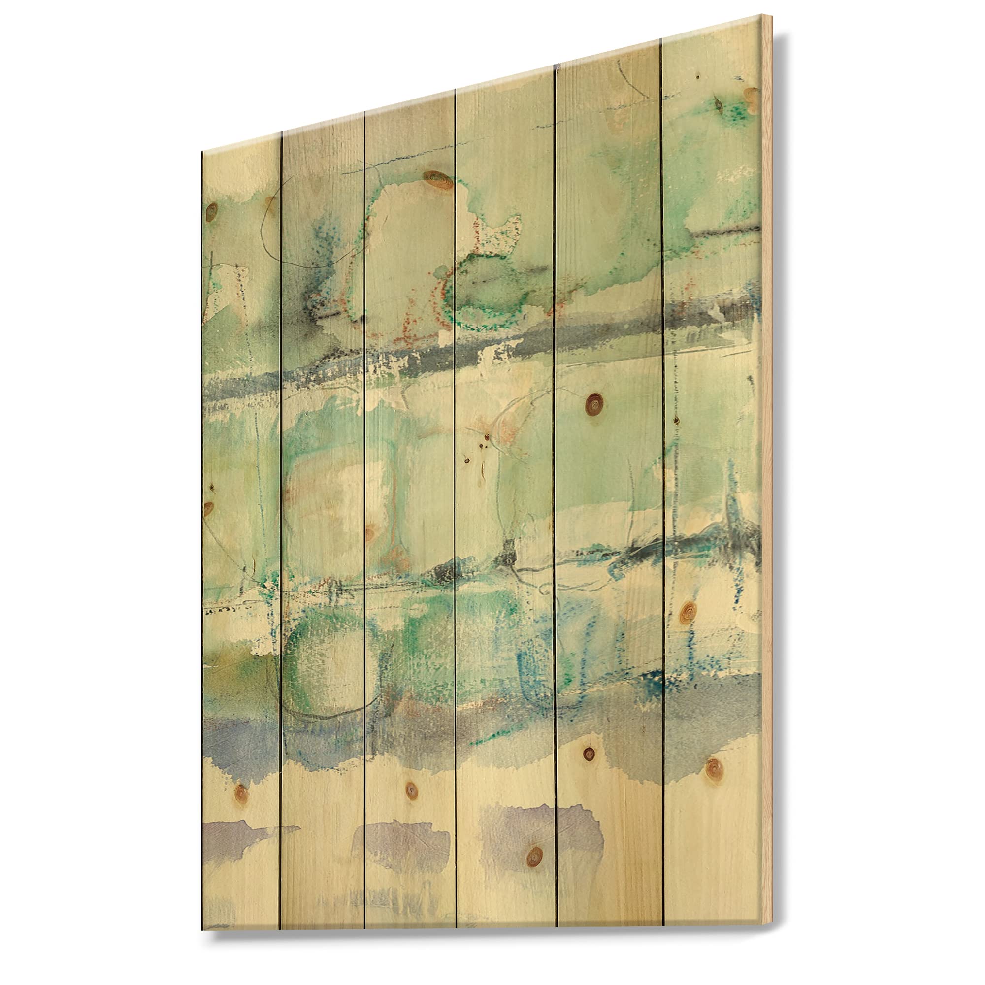 DesignQ Blue Abstract Wood Wall Art Panel - Modern & Contemporary Home Decor, Large Cottage Style Pine Wood Wall Hanging for Living Room, Bedroom & Office Decor
