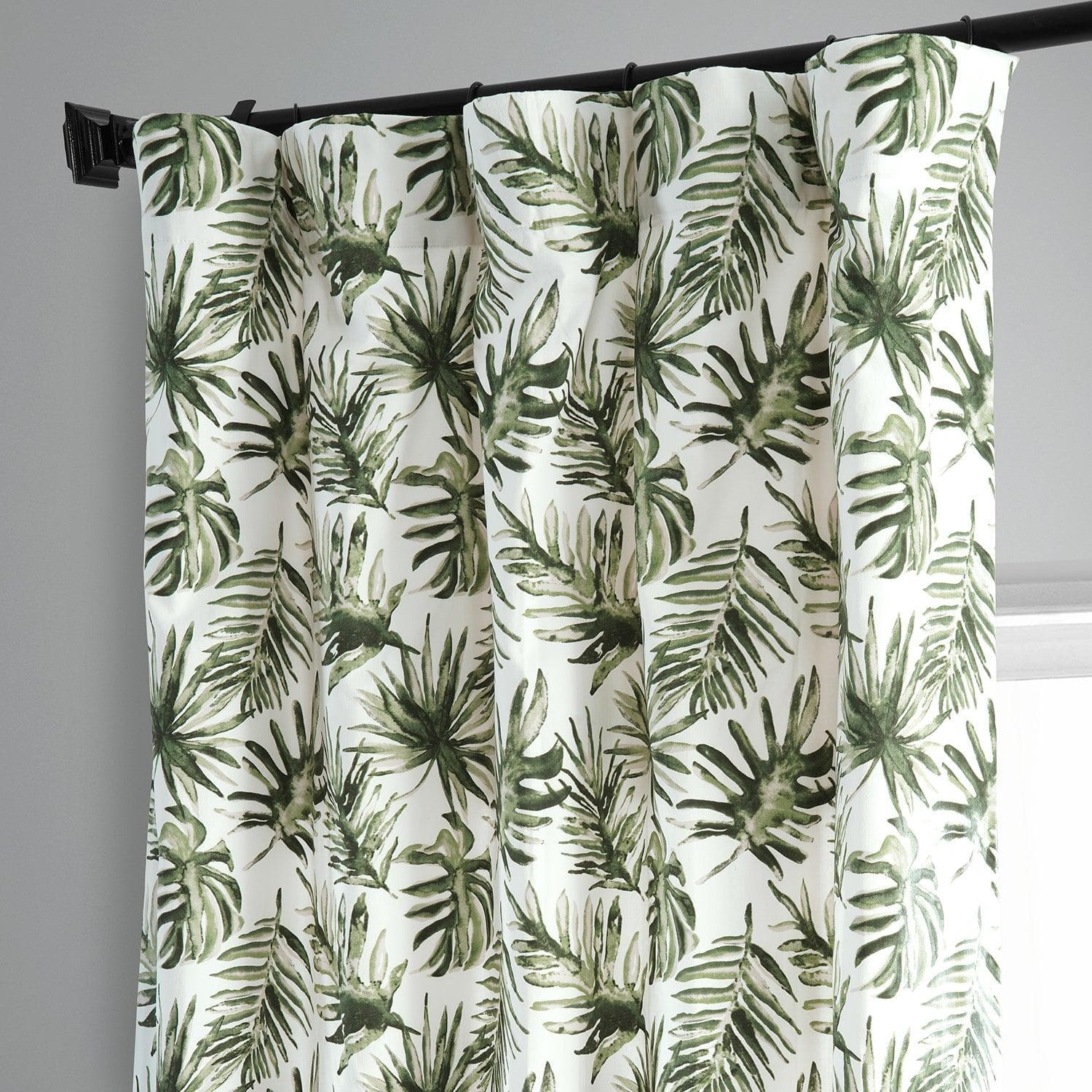 Artemis Olive Green Floral Printed Blackout Curtains for Bedroom - 100% Cotton Thermal Insulated Drapes for Living Room & Nursery, Noise Reducing & Light Blocking Window Treatments