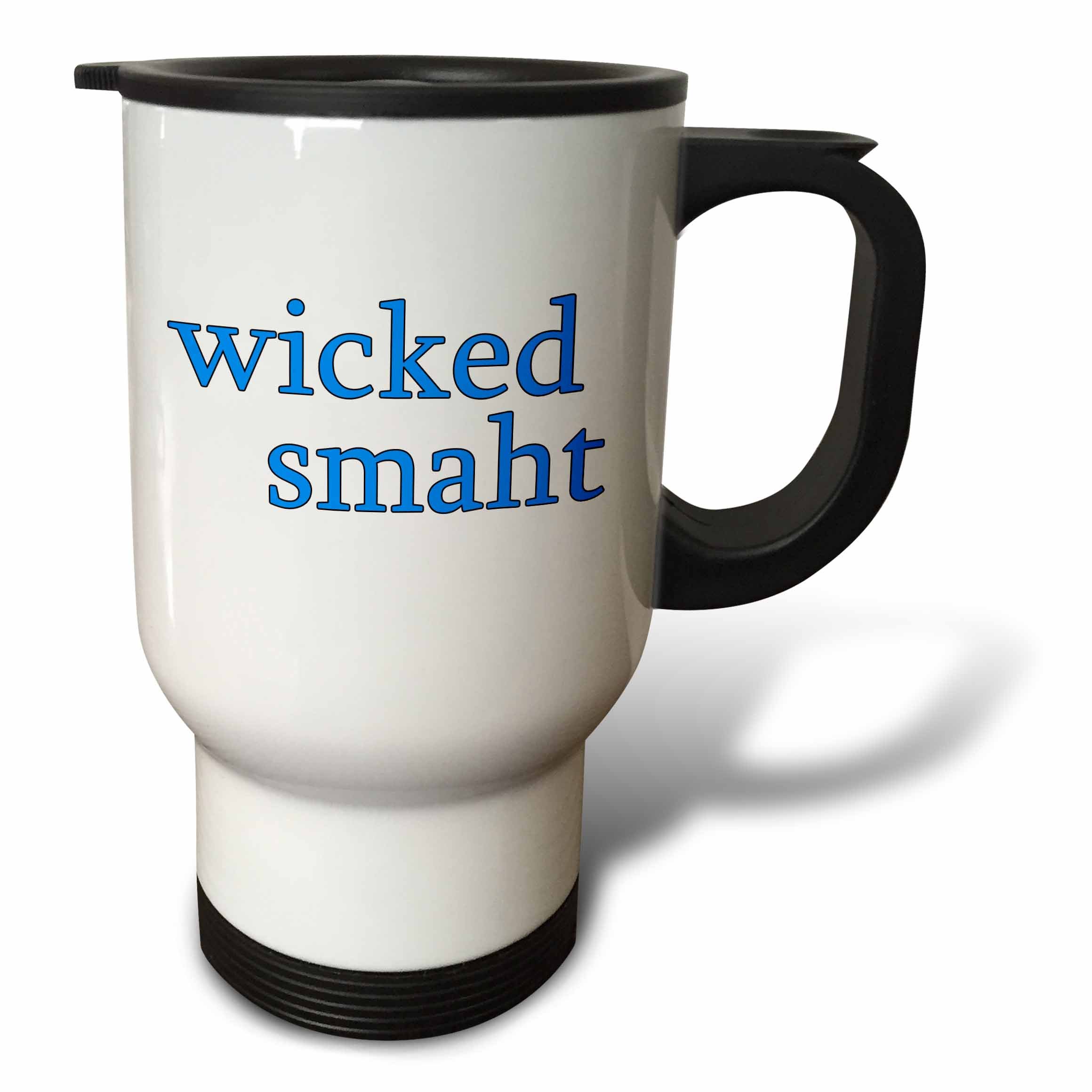 3dRose Wicked Smaht Blue Travel Mug - 14 oz Insulated White Coffee Tumbler | Perfect for Office, Commuting & Outdoor Adventures