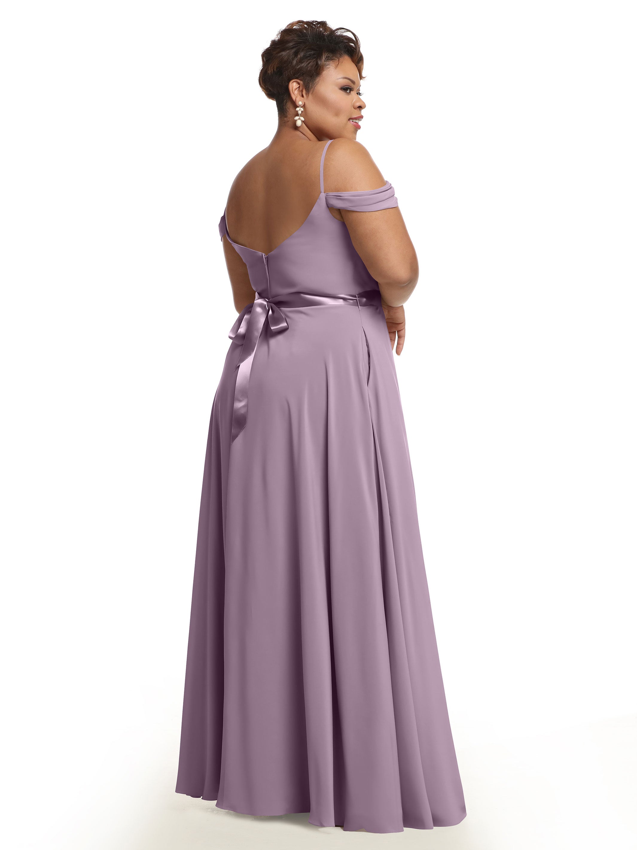 Elegant Off Shoulder Chiffon Bridesmaid Dress with Sash - Flowy A-Line Design for Weddings, Parties & Special Occasions