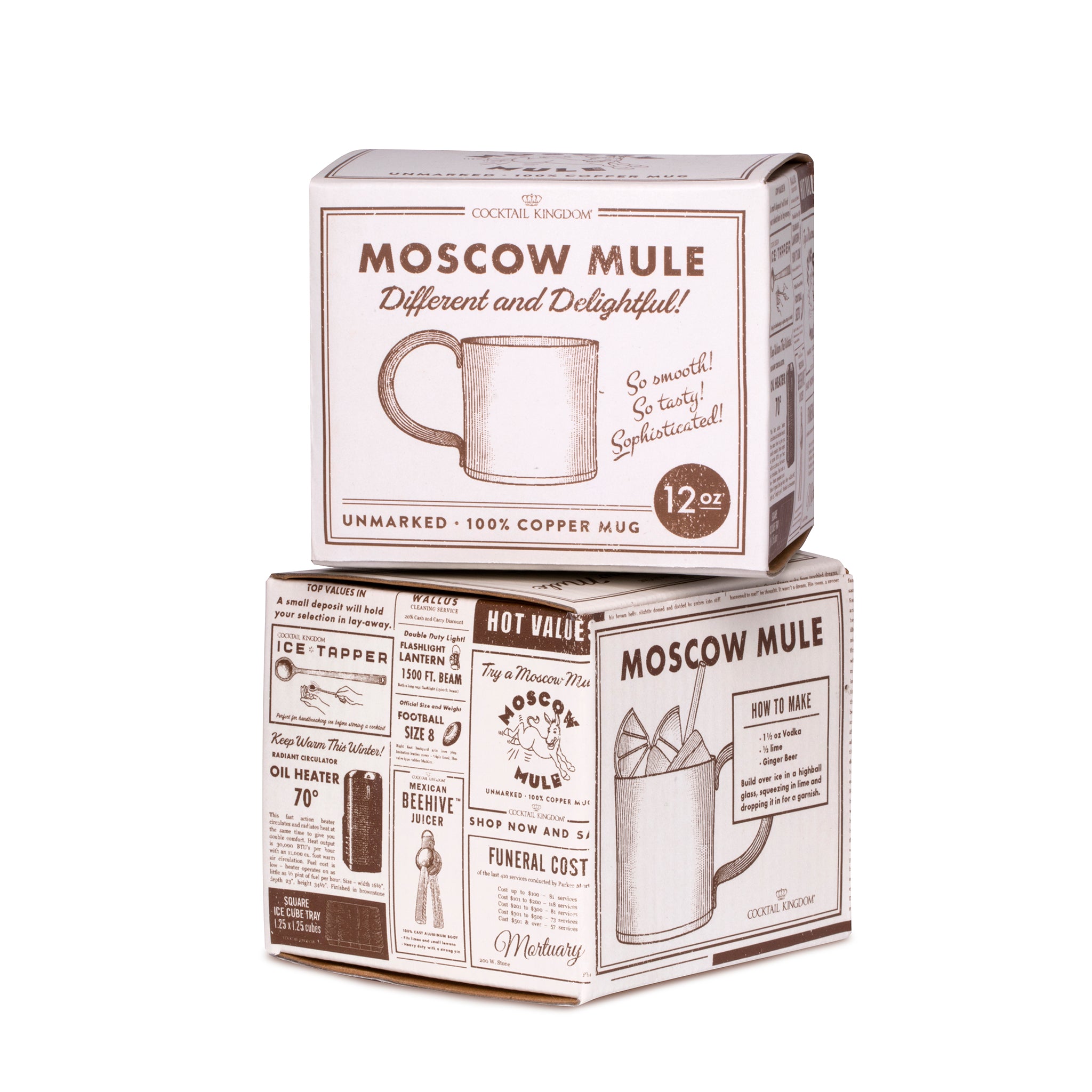 Premium Copper Moscow Mule Mug - 12oz (360ml) Unengraved Classic Design - Perfect for Cocktails, Gifts & Home Bar Accessories