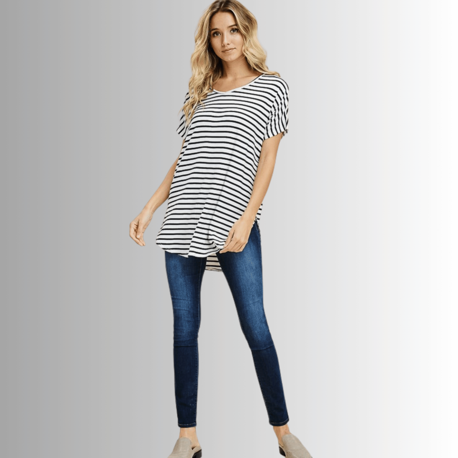 Kinsley Striped Casual Tunic Tee for Women | Comfortable Loose Fit Top | Perfect for Everyday Wear, Work & Weekend Outfits