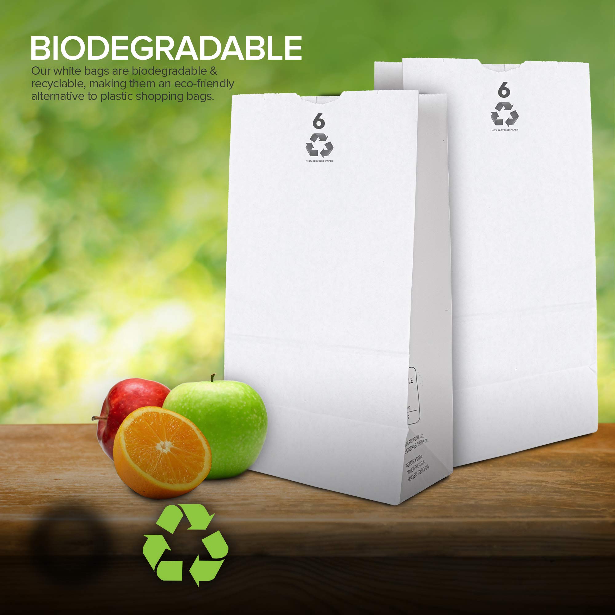 Stock Your Home 6 Lb White Paper Bags (200 Count) - Eco-Friendly Lunch & Snack Bags for School, Office & Picnics - Small Blank Kraft Bags for Food Packing, Arts & Crafts Projects - Recyclable Paper Bags for Parties, Takeout & Gift Wrapping