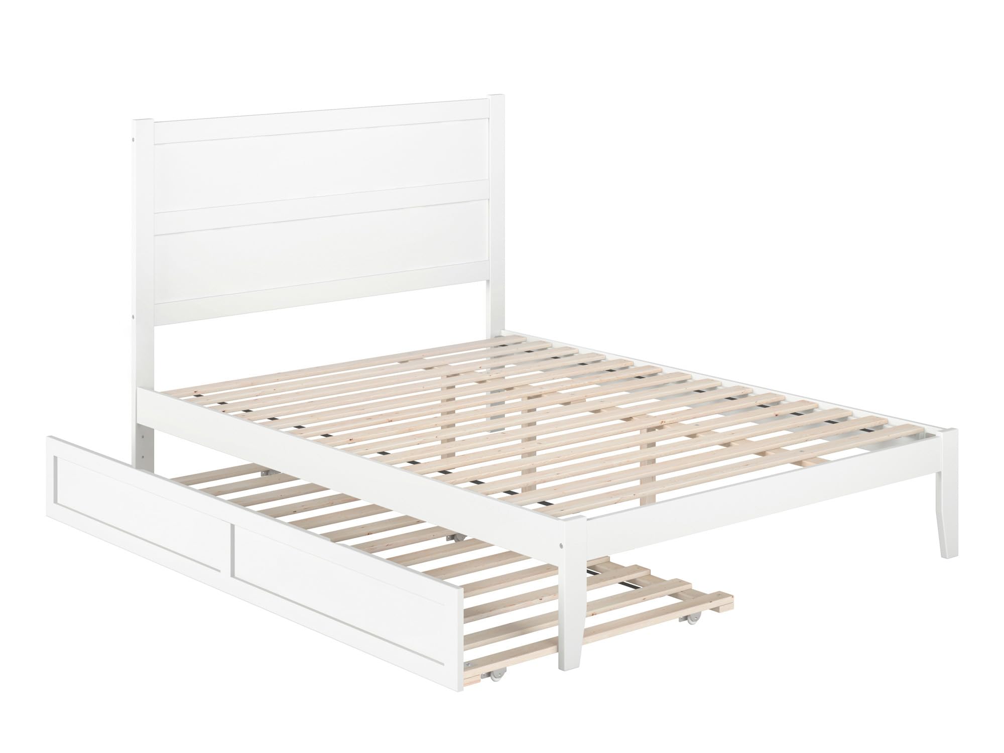 AFI NoHo Queen Size Platform Bed with Twin XL Trundle & USB Charging Station - Modern White Wooden Bed Frame with Storage Drawers | Perfect for Small Spaces, Guest Rooms & Multi-Functional Bedrooms