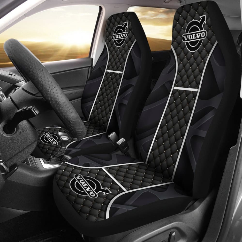 Premium Volvo Black Themed Printed Car Seat Covers 210901 - Perfect for Car Enthusiasts & Custom Vehicle Interior Upgrades