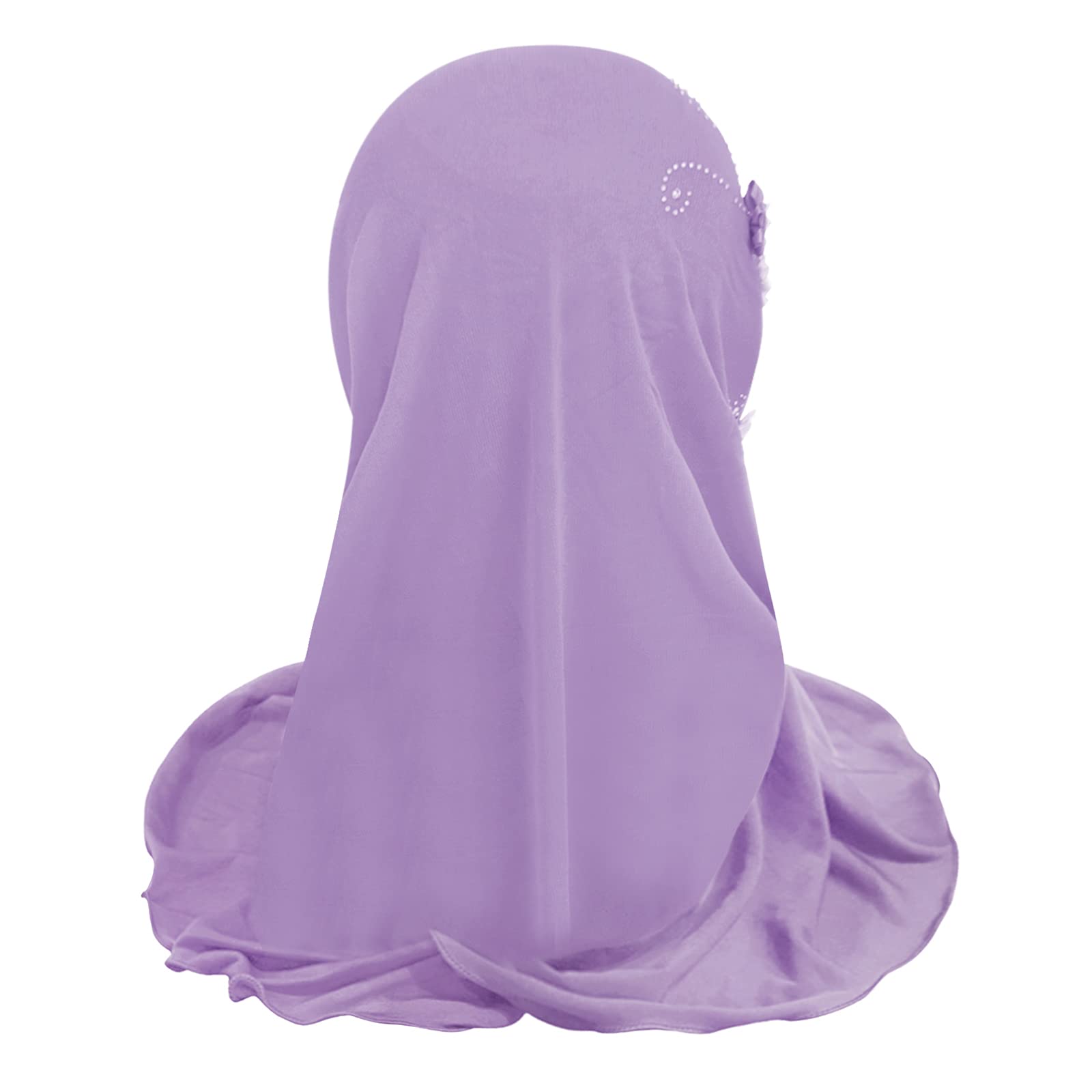 Girls Muslim Hijab Floral Lace Head Scarf - Islamic Arab Shawl for Kids with Flower Design - Perfect for School, Prayer & Special Occasions