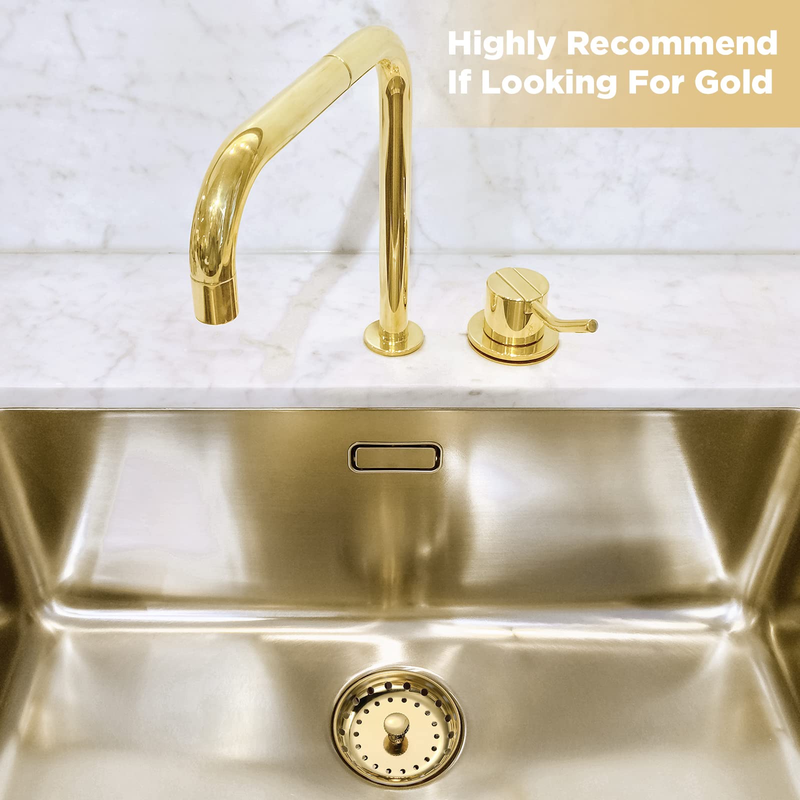 3-Pack Stainless Steel Kitchen Sink Drain Strainer & Stopper with Handle - Universal Anti-Clog Garbage Disposal Plug, Sink Filter Sieve Basket (Light Gold) - Perfect for Kitchen, Bathroom, RV & Camper Use