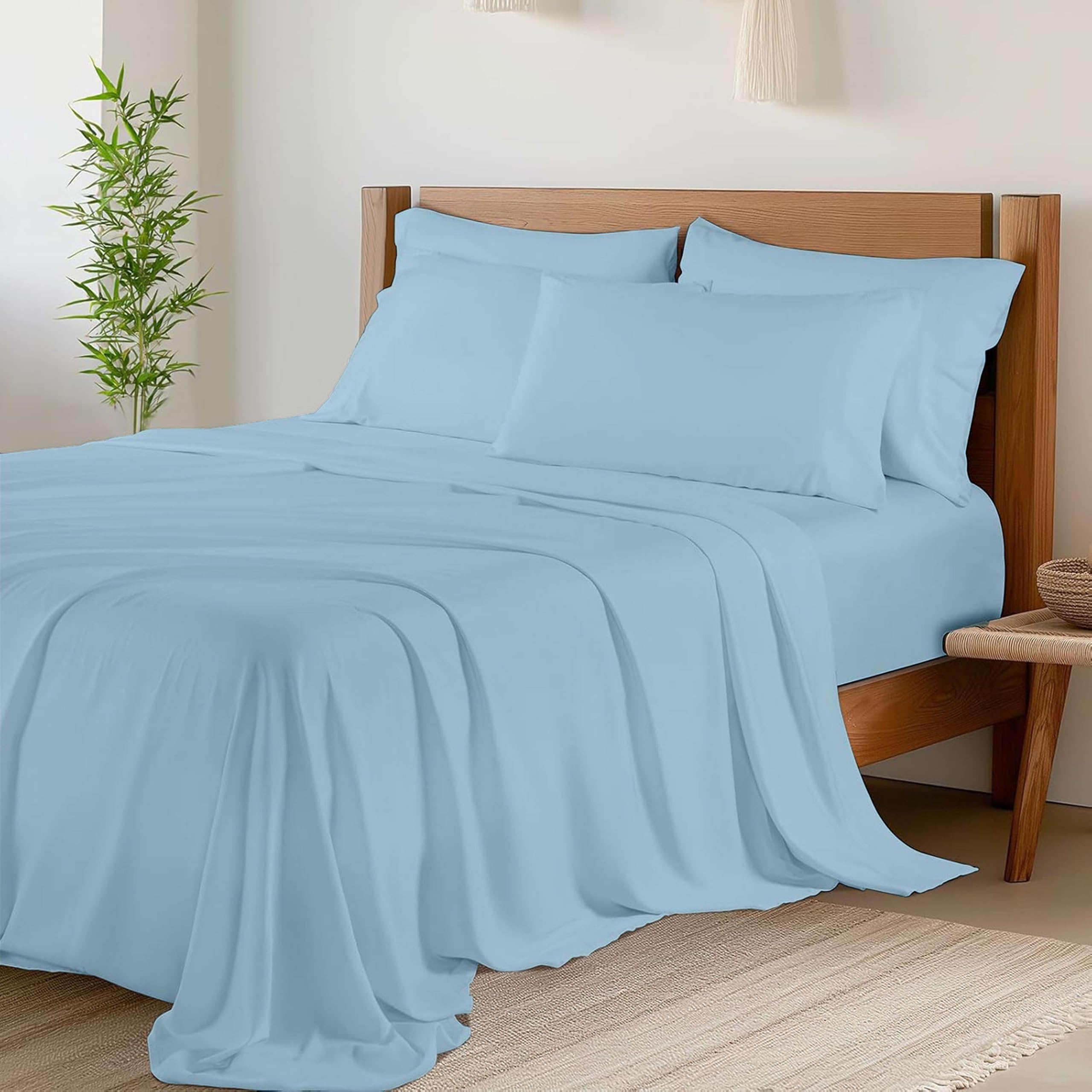 Queen Size Sheet Set - 6 Piece 400-Thread-Count 100% Egyptian Cotton Bed Sheets with Deep Pockets | Soft & Breathable Luxury Bedding | Perfect for Master Bedroom, Guest Room & Vacation Homes