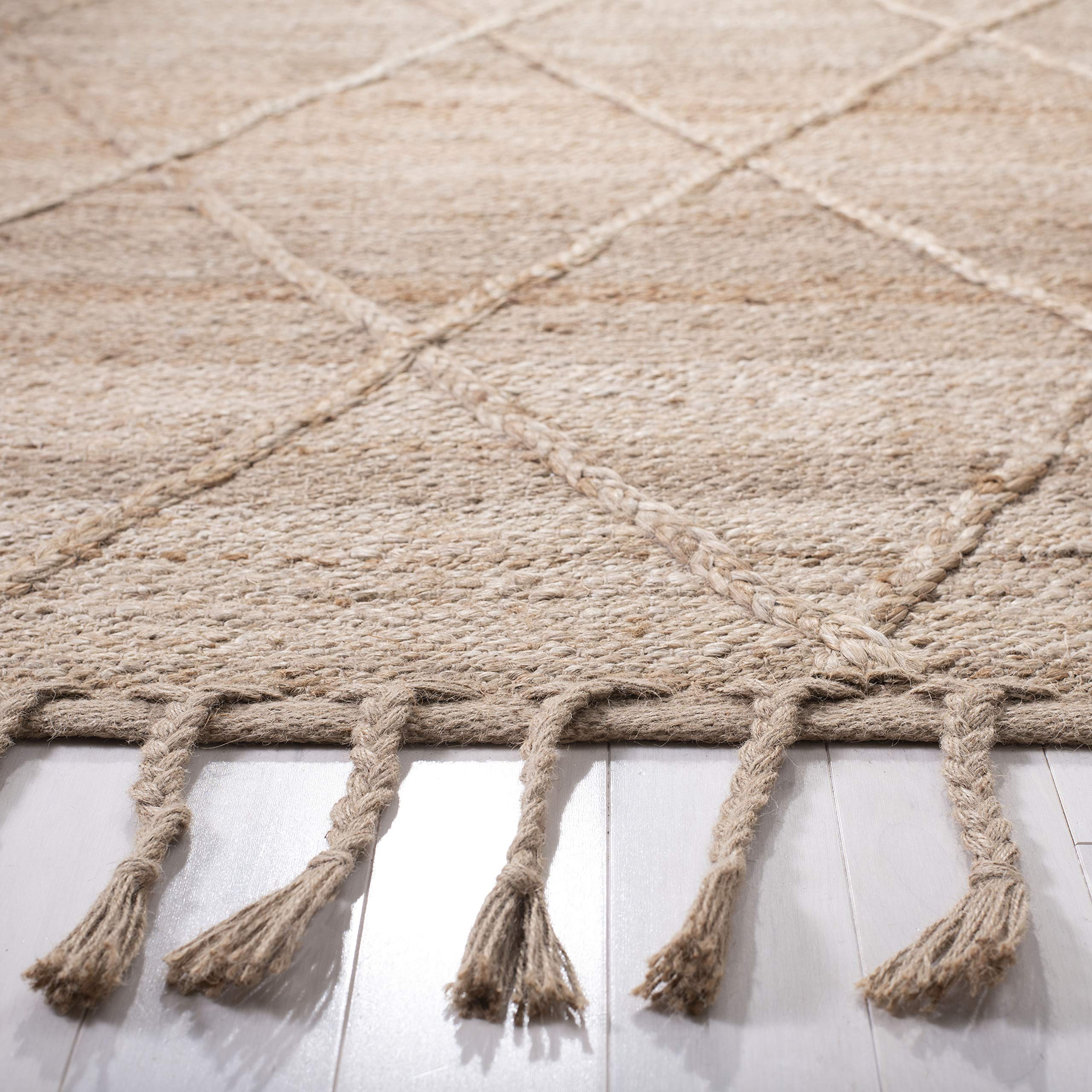 Safavieh NF107B 6' Square Handmade Boho Moroccan Jute Area Rug - Natural Fiber Farmhouse Decor for Living Room, Bedroom & Dining Room