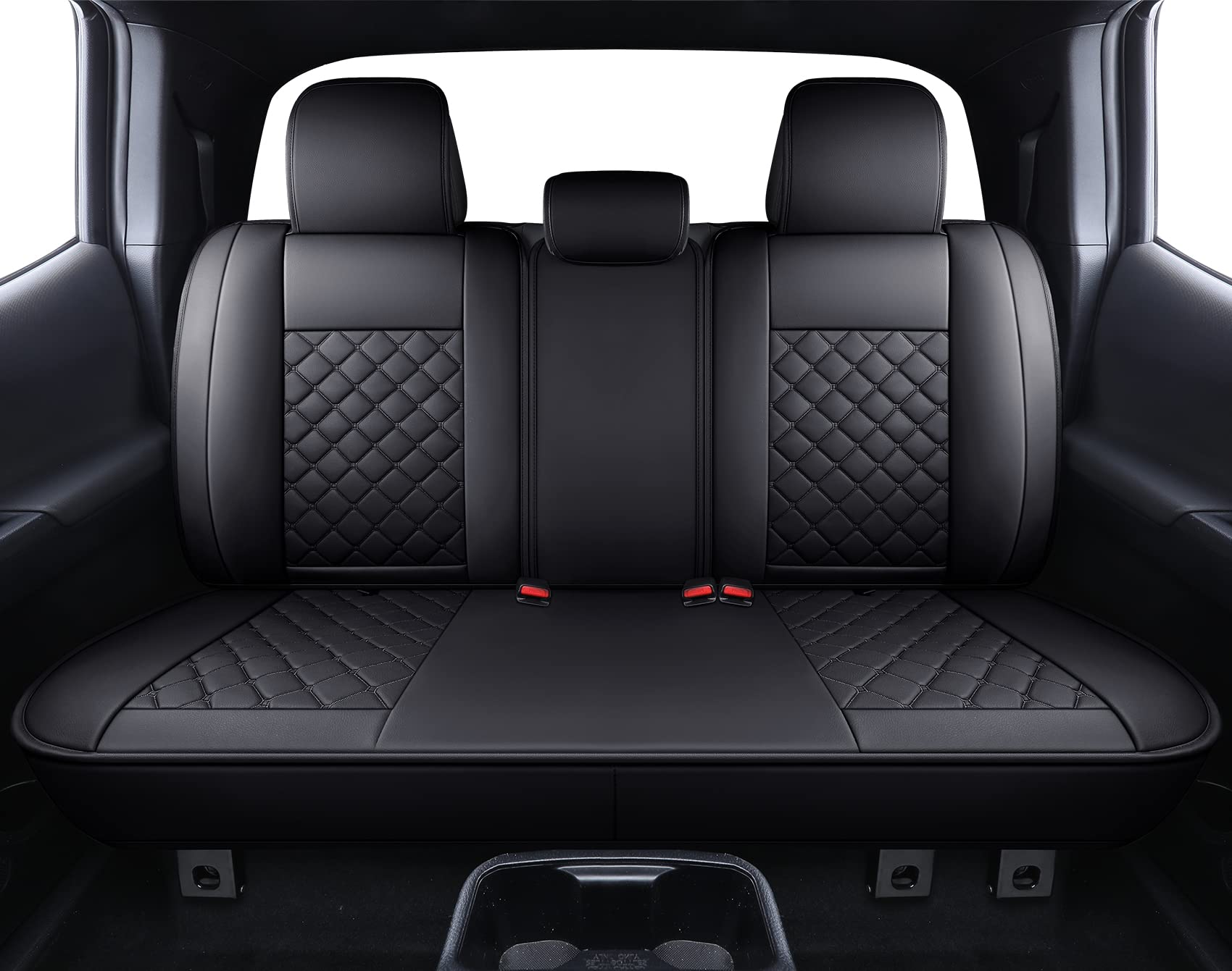 Premium Waterproof Faux Leather Seat Covers for 2005-2025 Toyota Tacoma - Custom Fit for Sport/Extended/SR/V6/Limited Models (Full Set, Black) - Durable Protection for Off-Roading, Camping & Daily Commute