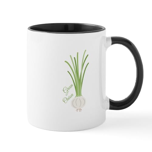 White/Black Inside - Green Onions Mugs