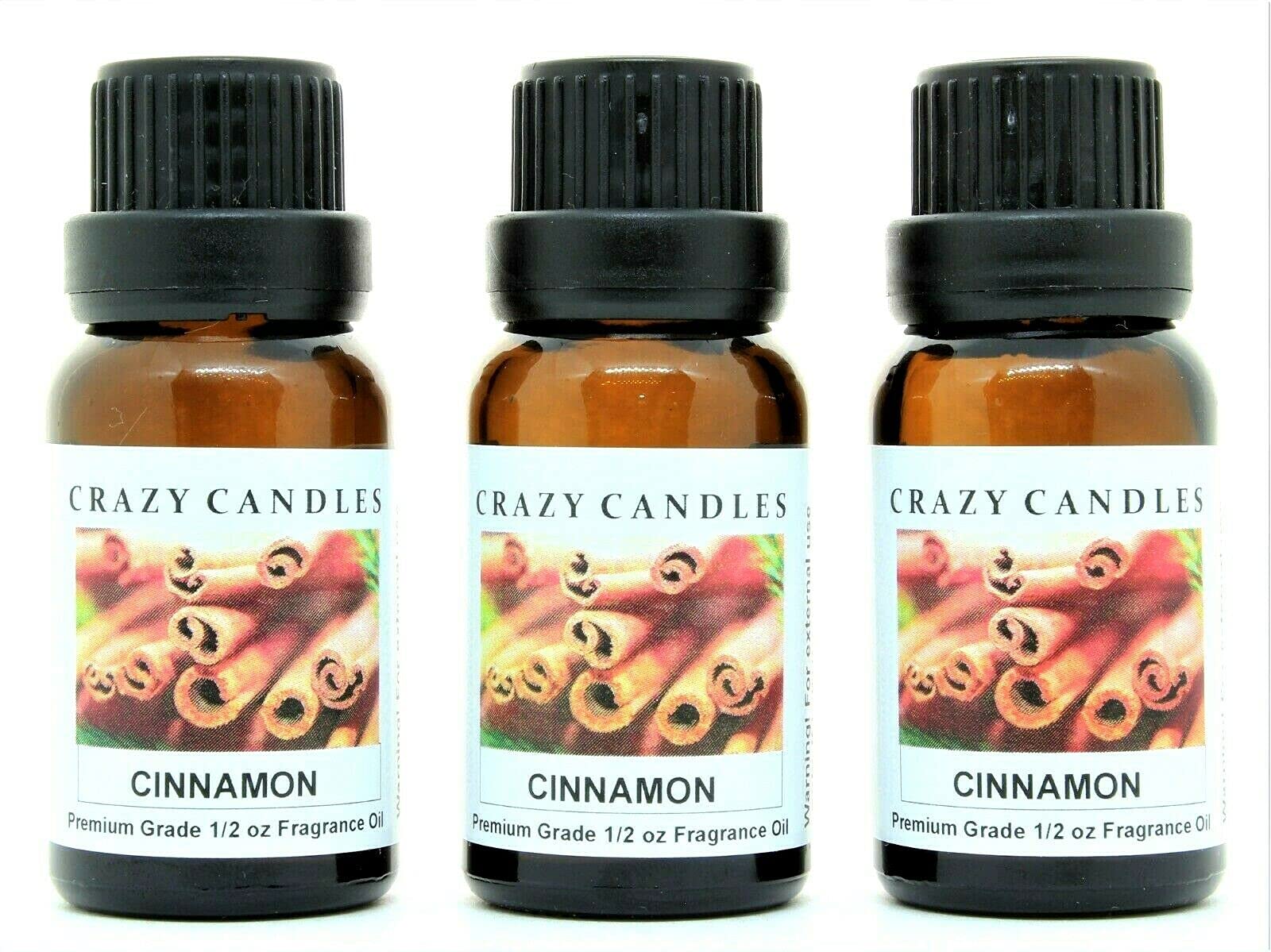 Premium Cinnamon Scented Fragrance Oil - 3 Pack (1/2 FL Oz/15ml Each) - High-Quality Aromatherapy Oils for Candles, Soaps & Diffusers - Perfect for Home, Spa & DIY Crafts