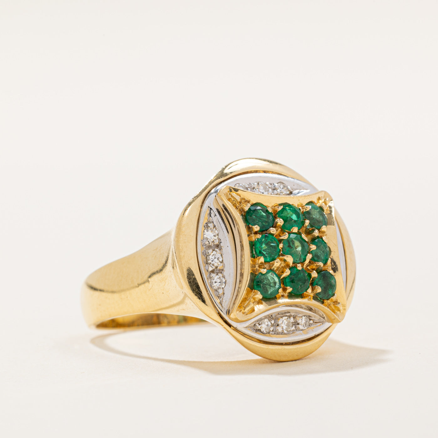 Exquisite 0.63ctw Emerald & Diamond Cocktail Ring (0.12ctw Diamonds) - Size 8.75 | Elegant Evening Wear & Special Occasion Jewelry Gift for Women