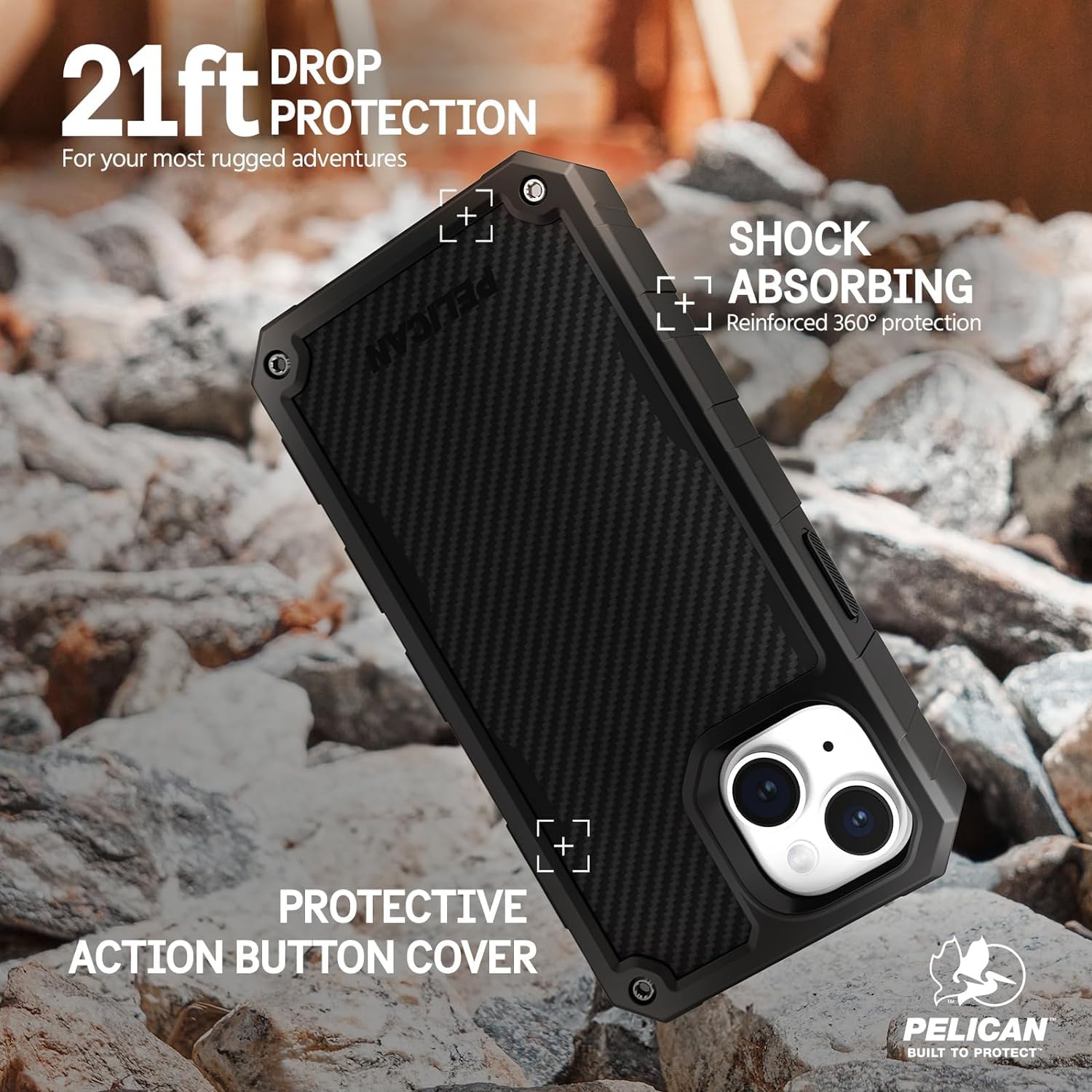 Pelican Shield Series Military-Grade Rugged Case for iPhone 15/14/13 (6.1
