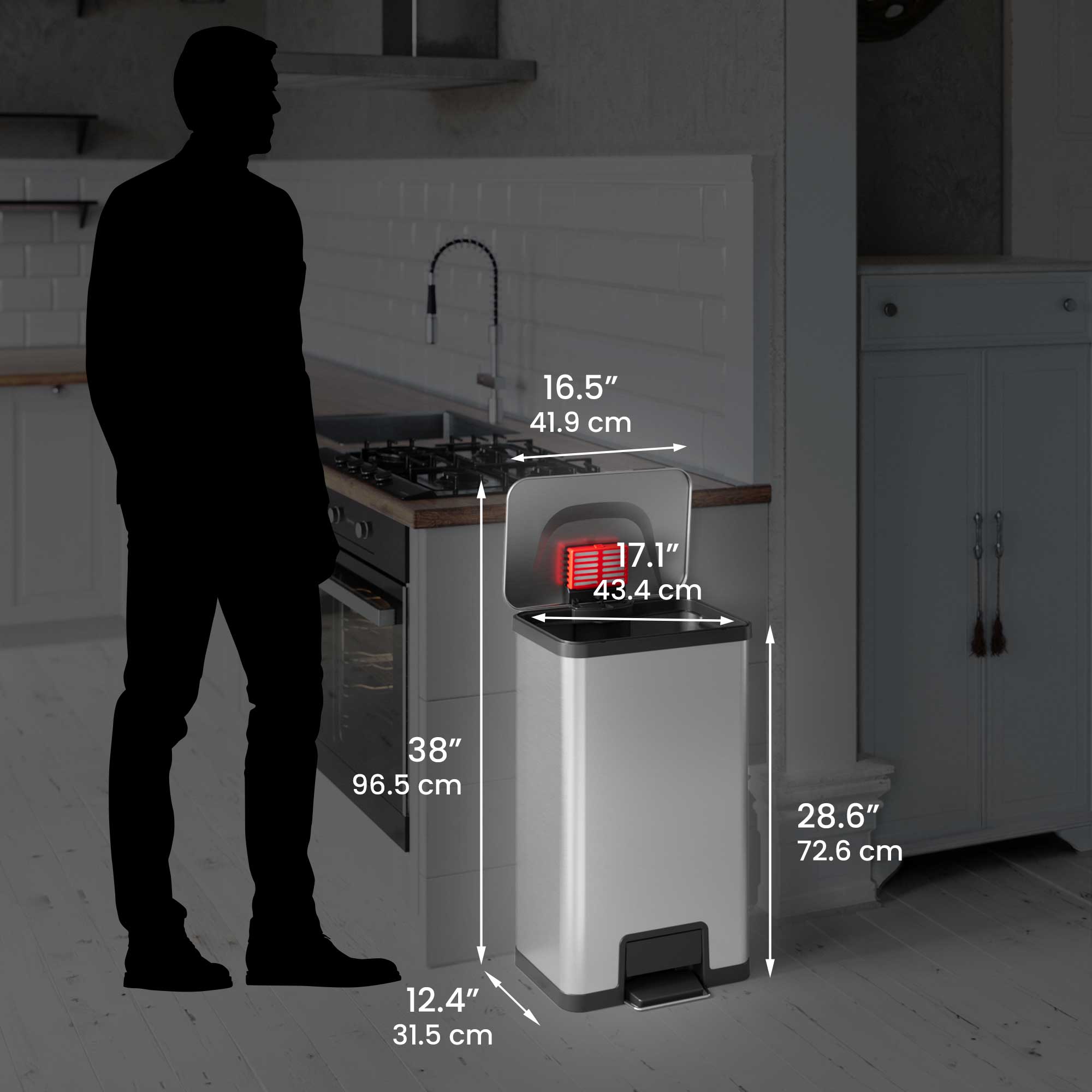 18 Gallon / 68 Liter AirStep Composite Step Pedal Kitchen Trash Can with Odor AbsorbX Technology - Perfect for Home, Office, and Restaurant Waste Disposal