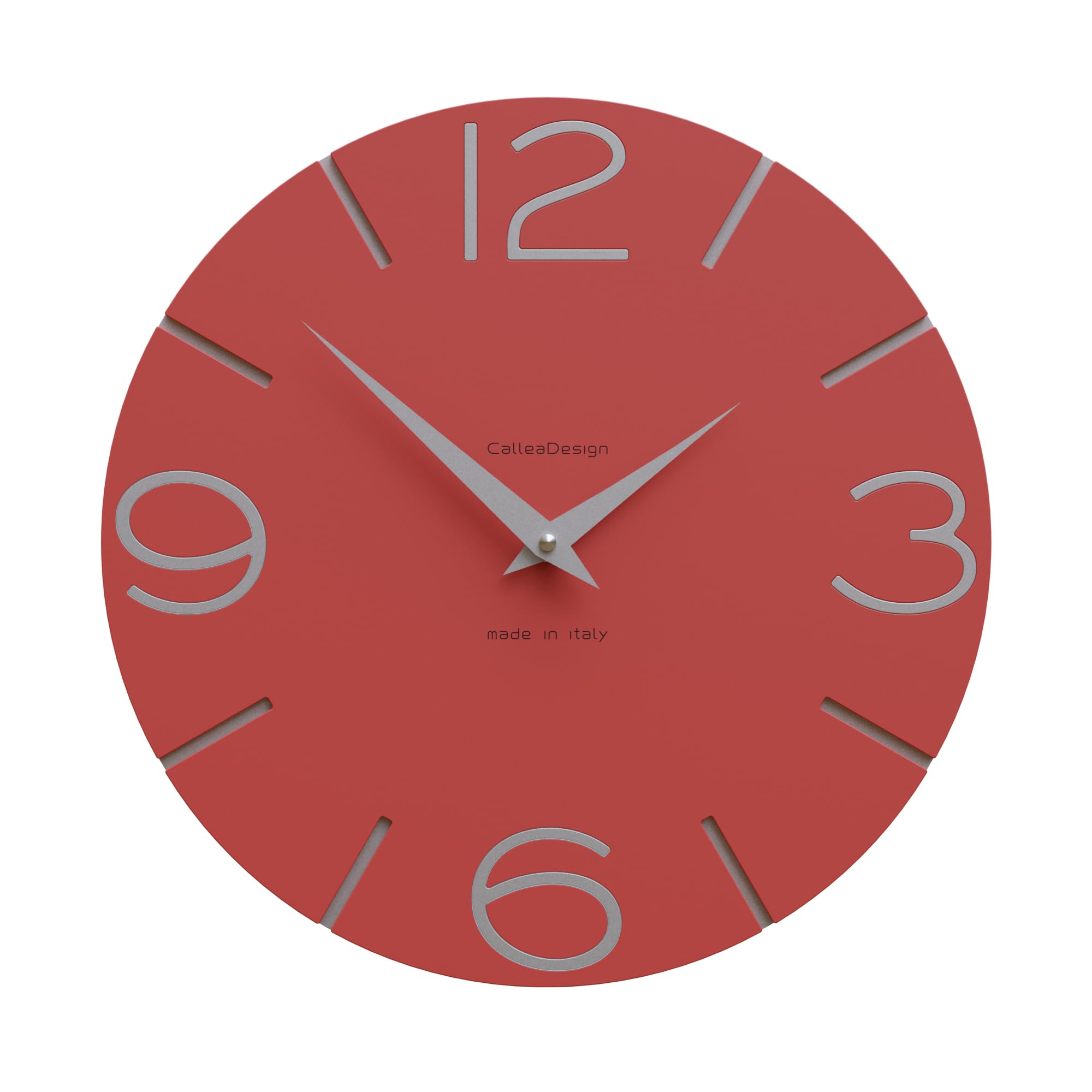 CalleaDesign 11.8 Inch Modern Wall Clock - Smile Face Design in Flame Red - Perfect for Living Room, Bedroom, Office & Home Decor