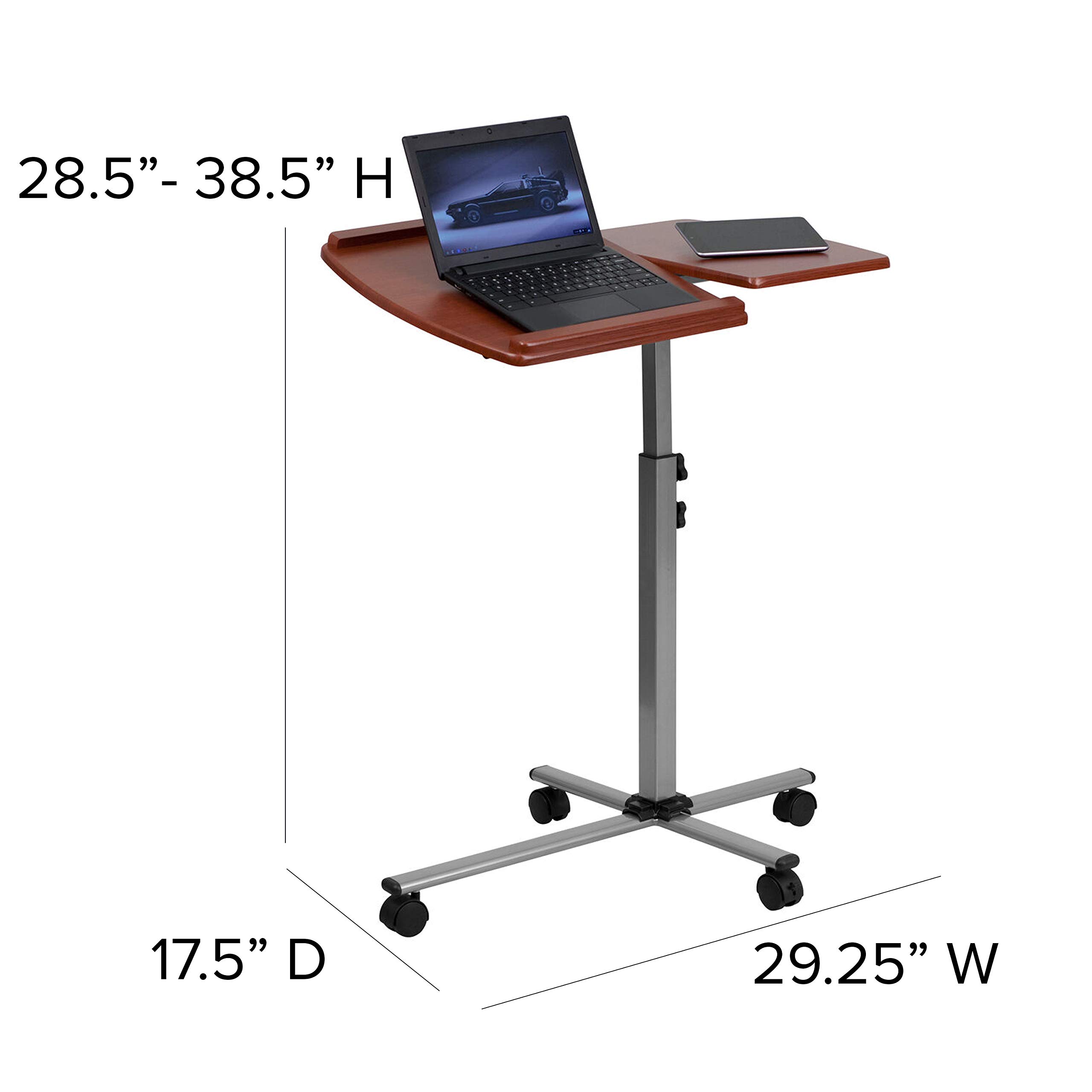Cherry Angle and Height Adjustable Mobile Laptop Computer Table - Perfect for Home Office, Bedroom, and Small Spaces