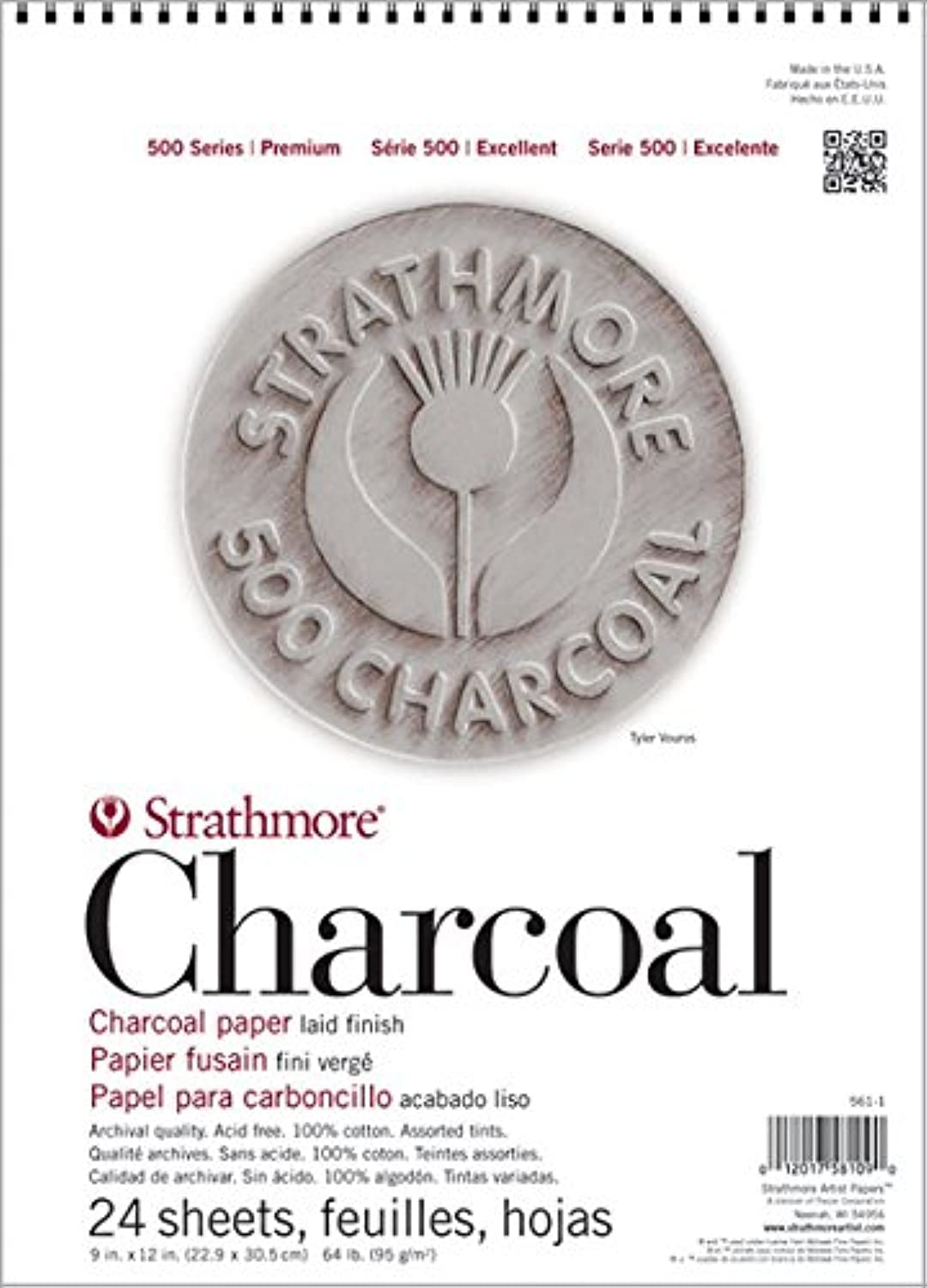 Strathmore 24-Sheet Assorted Tint Charcoal Pad, 9