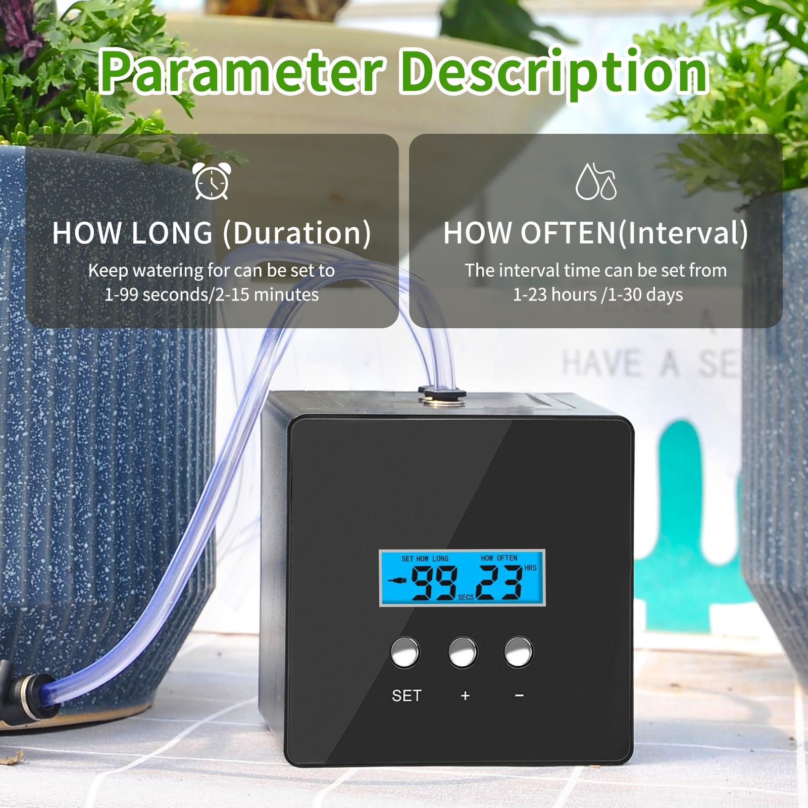 Automatic Plant Watering System for Indoor Potted Plants - 10 Pot Smart Timer Drip Irrigation Kit with Leak-Proof Design, USB-C & Battery Power - Perfect for Vacation, Office & Home Garden Care