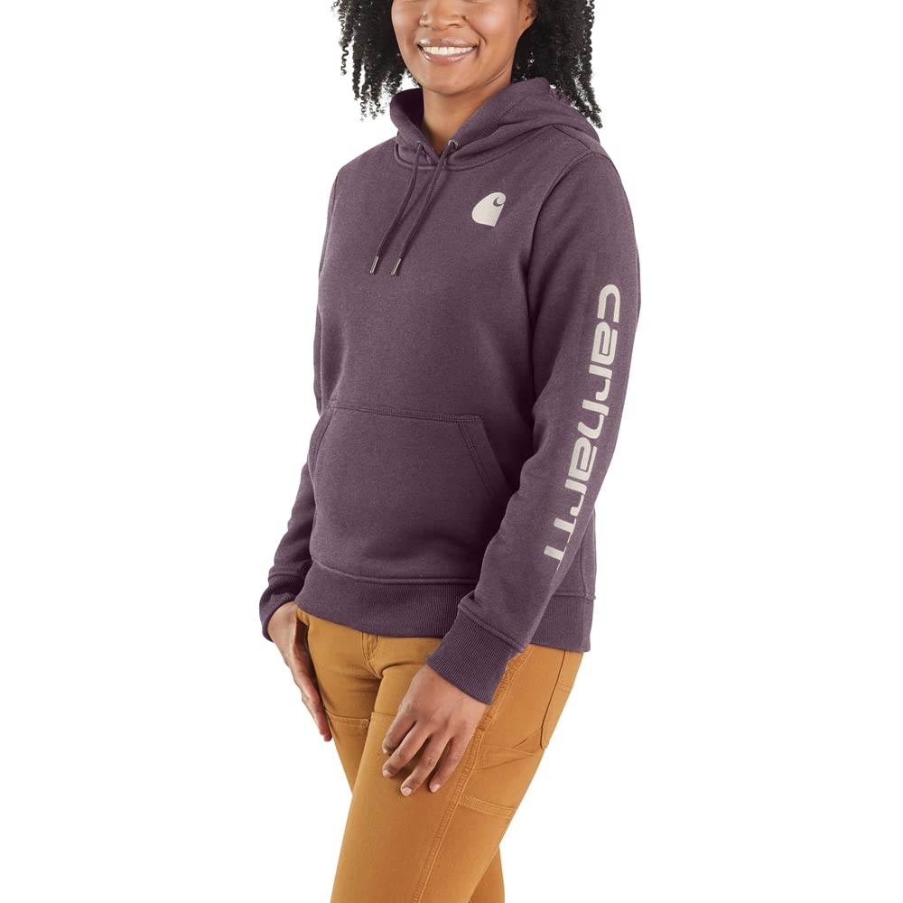 Carhartt Women's Relaxed Fit Midweight Logo Sleeve Graphic Sweatshirt - Cozy Casual Pullover for Work, Outdoor & Everyday Wear