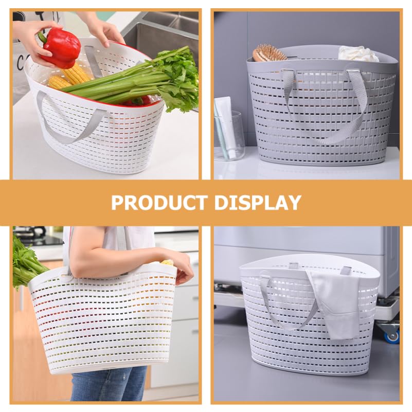 2-Pack Plastic Laundry Baskets & Storage Organizers - Multi-Purpose Foldable Hanging Baskets for Clothes, Eggs, Picnic, Bathroom & Home Organization (Hollow Design) - Perfect for Laundry Room, Kitchen, Dorm & Closet Storage