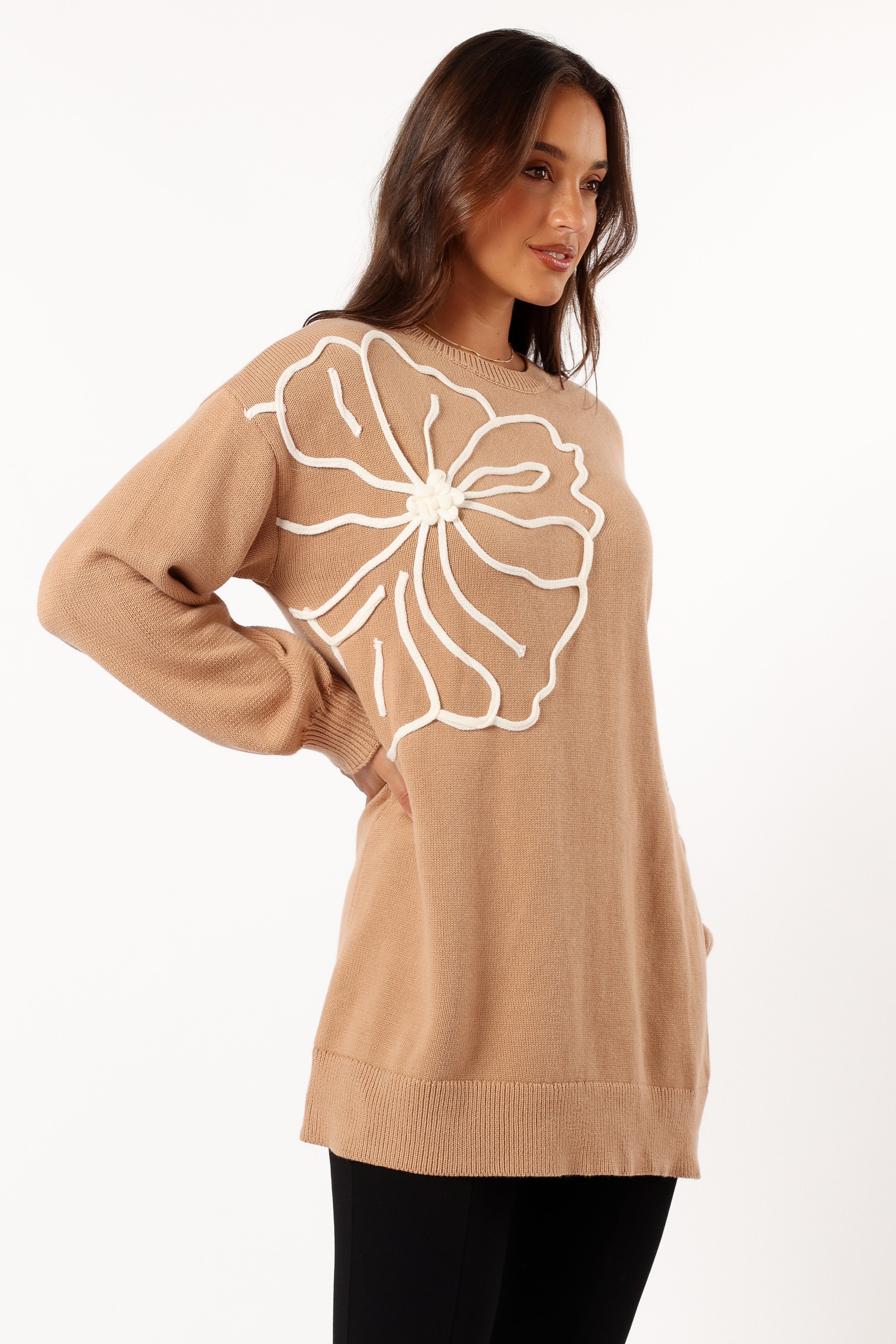 Carmello Women's Mocha Knit Sweater - Cozy Cable Knit Pullover for Fall & Winter | Casual Outfit & Holiday Style