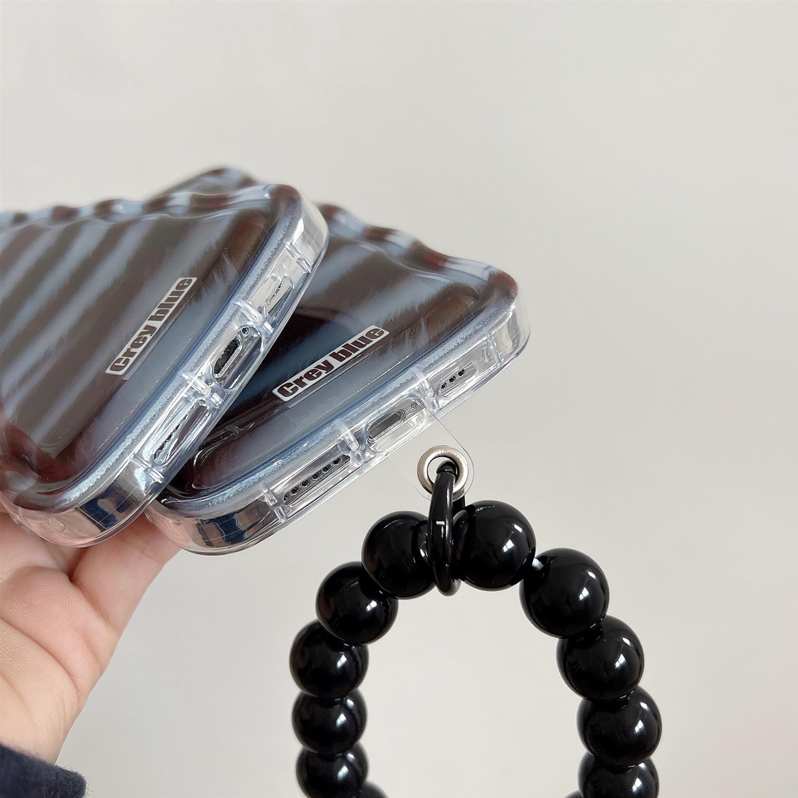 New Wave Airbag Shockproof Blue Brown Bracelet for iPhone 14/13 Pro Max & 12 Pro - Durable Protective Phone Case with Stylish Design | Perfect for Outdoor Activities, Sports & Daily Use