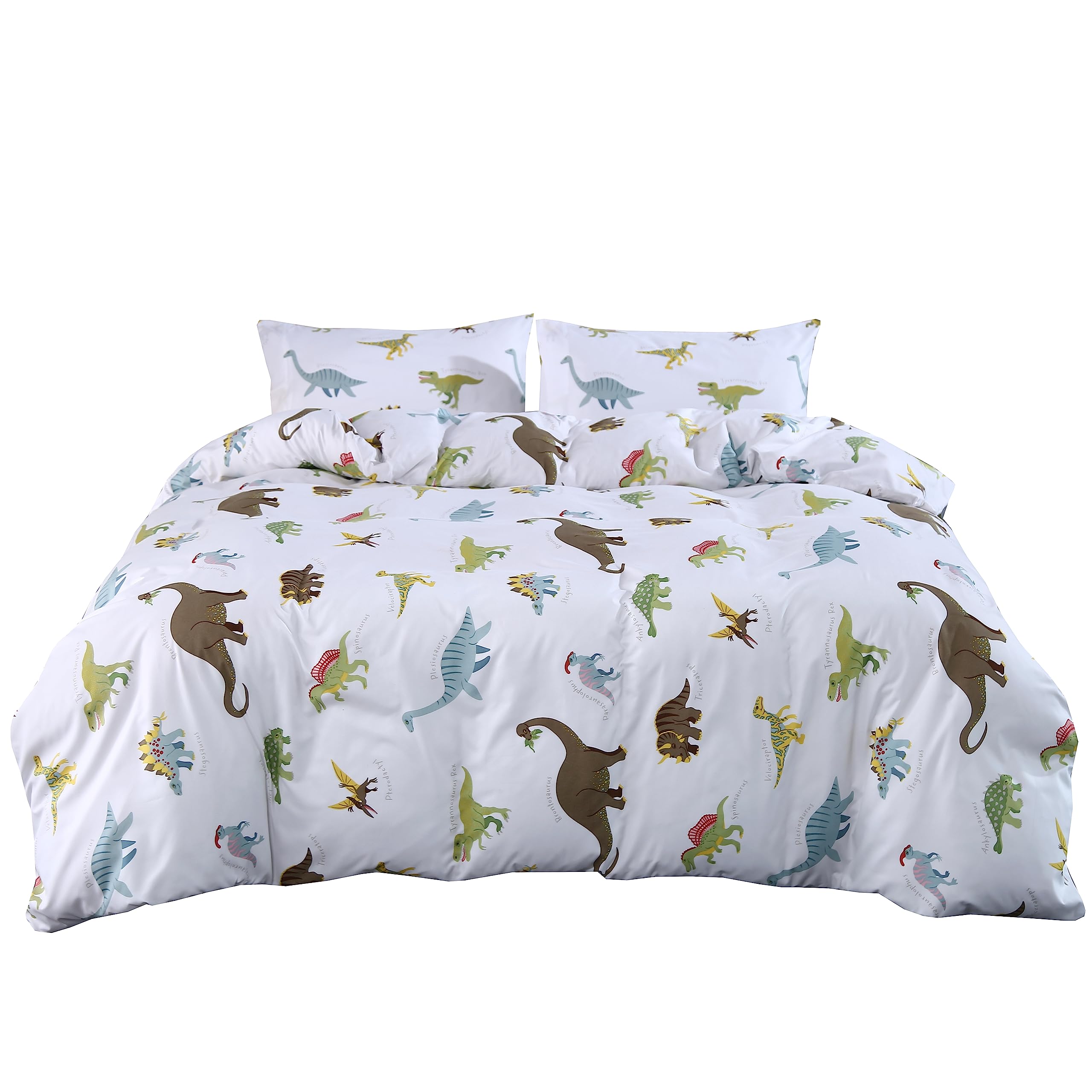 Dinosaur Duvet Cover Set - 3PCS Soft Microfiber Twin Size Bedding with Colorful Dino Print for Kids, Teens Boys & Girls - Perfect for Kids' Room, Birthday Gifts & Dinosaur Themed Bedroom Decor