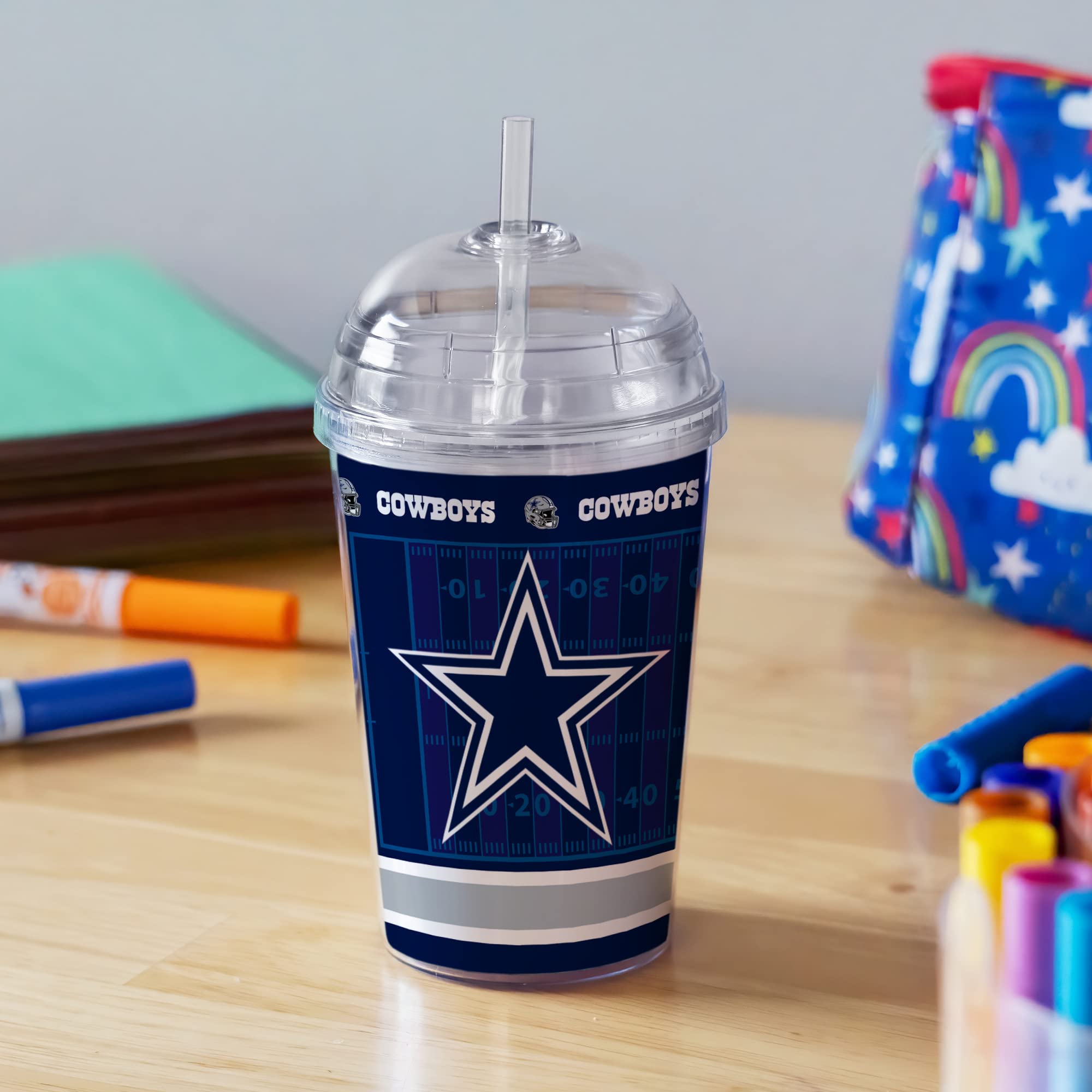 NFL Team Color 12oz Plastic Tumbler with Laser Engraving - Official Licensed Youth Football Cup for NFL Fans - Perfect for Game Day, Tailgating & School Drinks