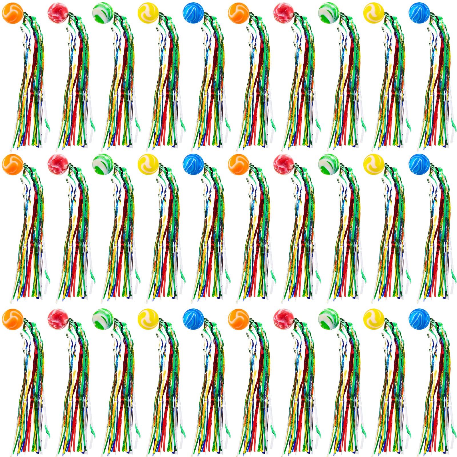 20 Pack Colorful Bouncy Balls with Streamers - Fun Party Favors for Kids, Classroom Gifts, Goodie Bag Fillers - Perfect for Birthday Parties, School Events, and Outdoor Play (Rainbow Colors)