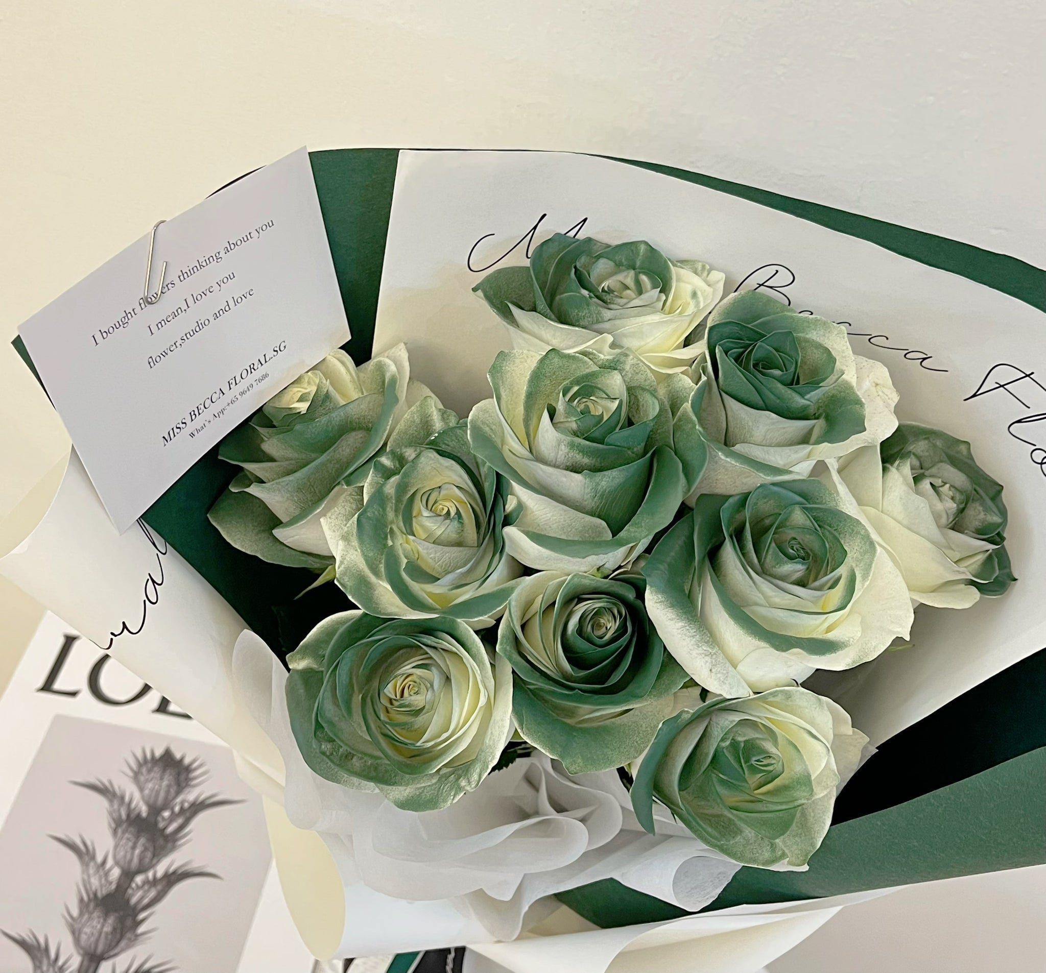 Scottish Green Rose Flower Bouquet - Fresh Artificial Roses for Wedding, Home Decor & Gift Giving