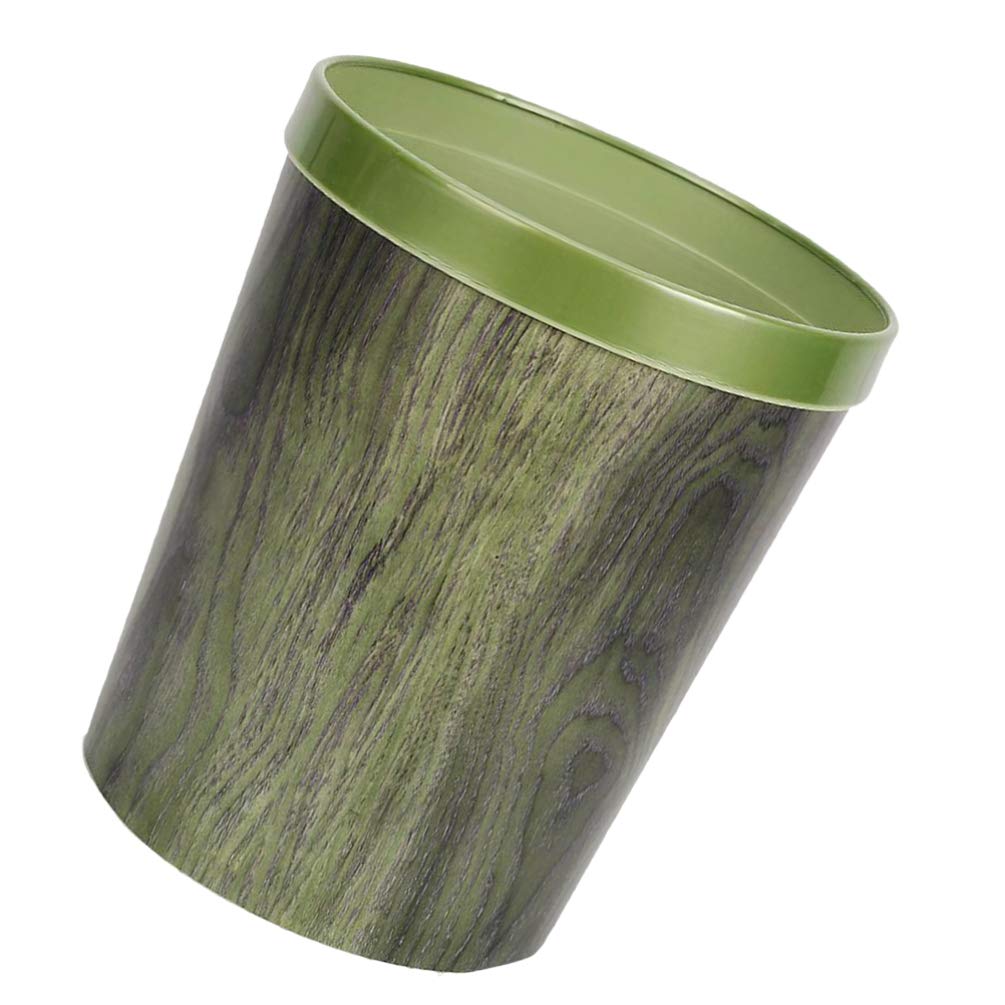 FRCOLOR 12L Wood Grain Trash Can - Rustic Round Garbage Bin for Kitchen, Bathroom, Office & Home | Eco-Friendly Waste Basket with Lid | Perfect for Recycling, Composting & Daily Trash Disposal