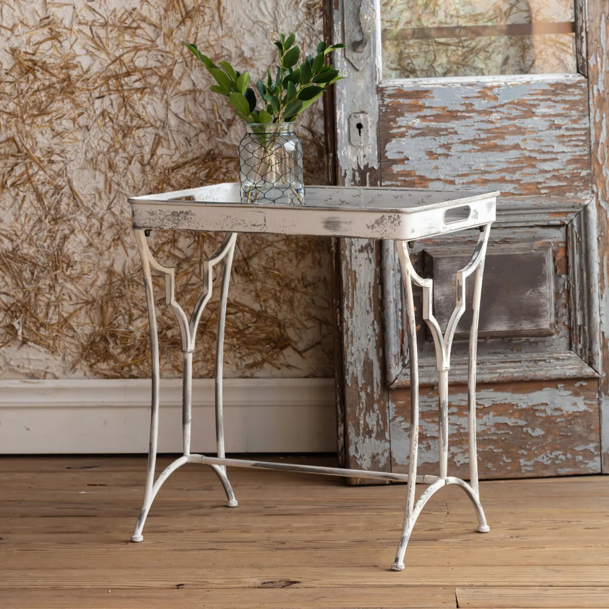Rustic Metal Trestle Dining Table - Farmhouse Style Kitchen & Dining Room Furniture for Home Decor | Perfect for Farmhouse, Industrial & Vintage Interior Design