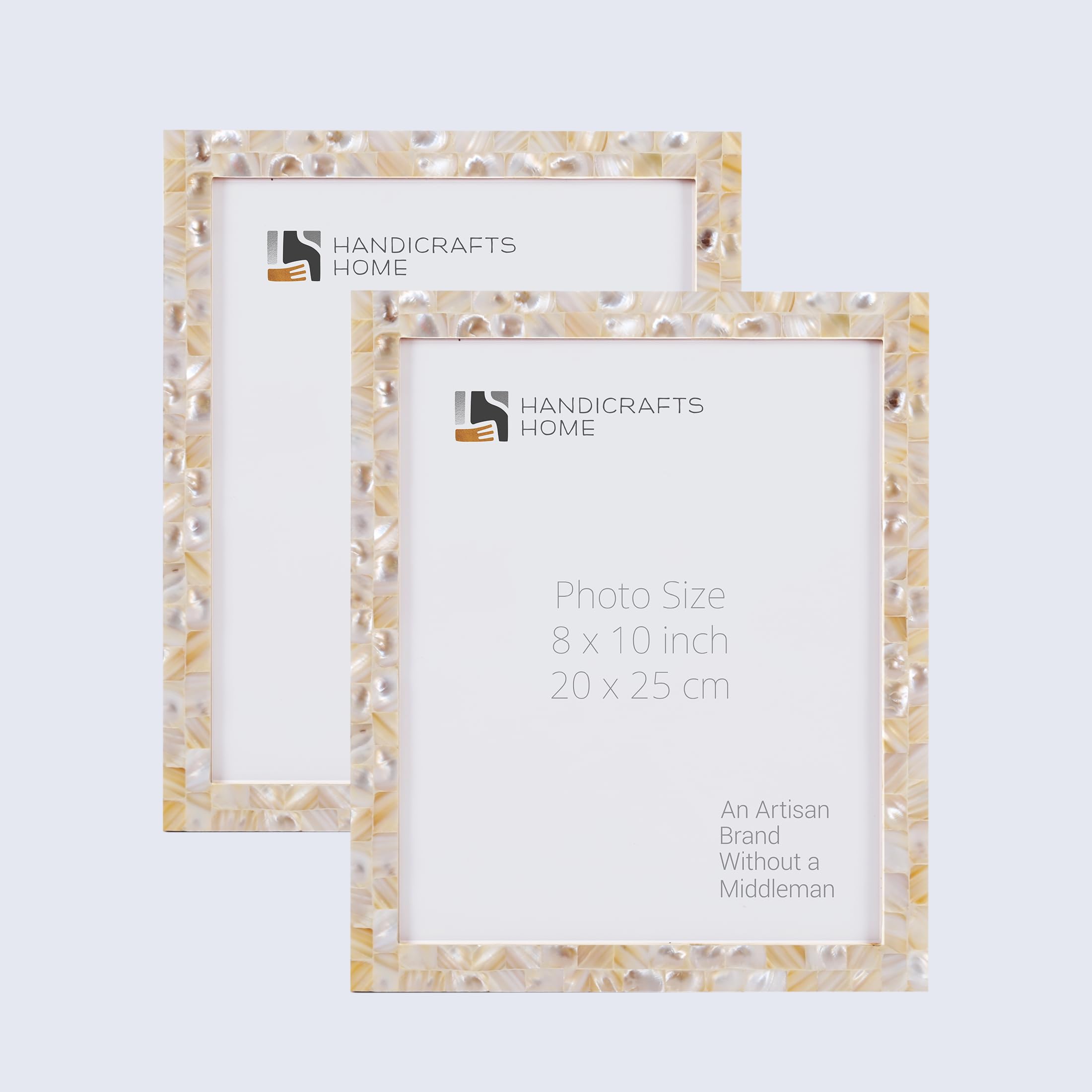 Handmade Mother of Pearl Photo Frames 8x10 (2-Pack) - Wall & Tabletop Decor Gift