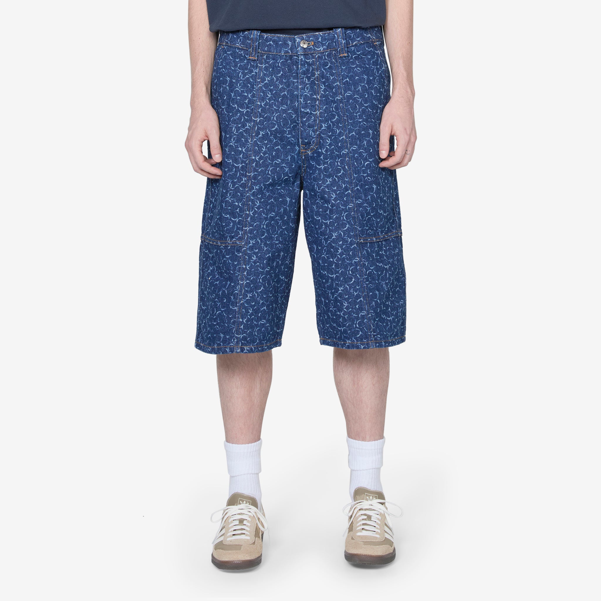 Laser Print Denim Workwear Bermuda Shorts for Men - Durable & Stylish for Work, Outdoor & Casual Wear