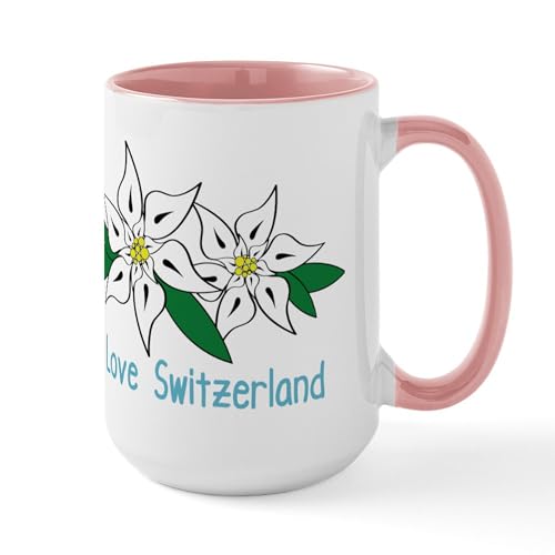 White/Pink Inside - I Love Switzerland Large Mug