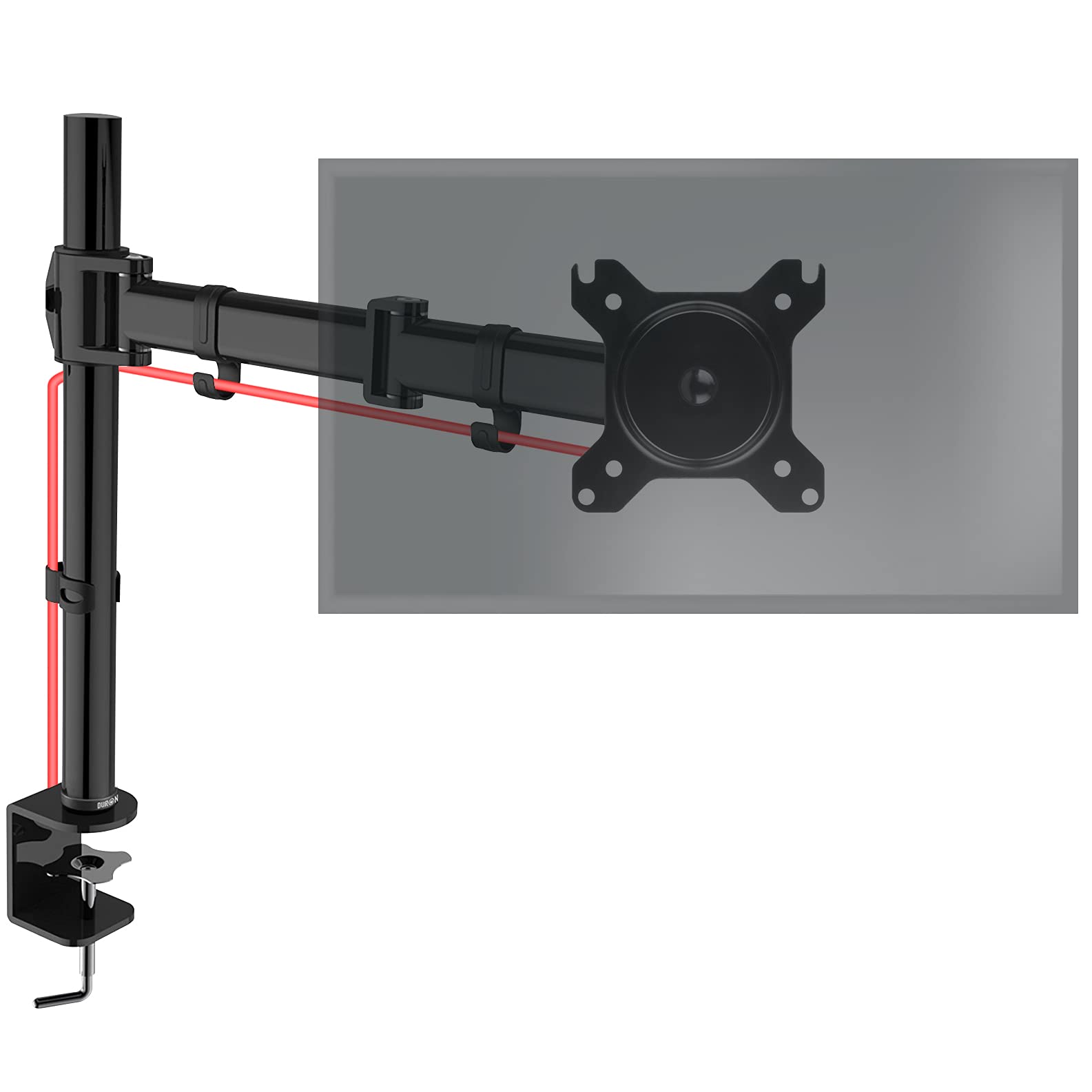 Duronic DM251X3 Single Monitor Arm - Adjustable Height VESA 75/100 Mount Stand for 13-27